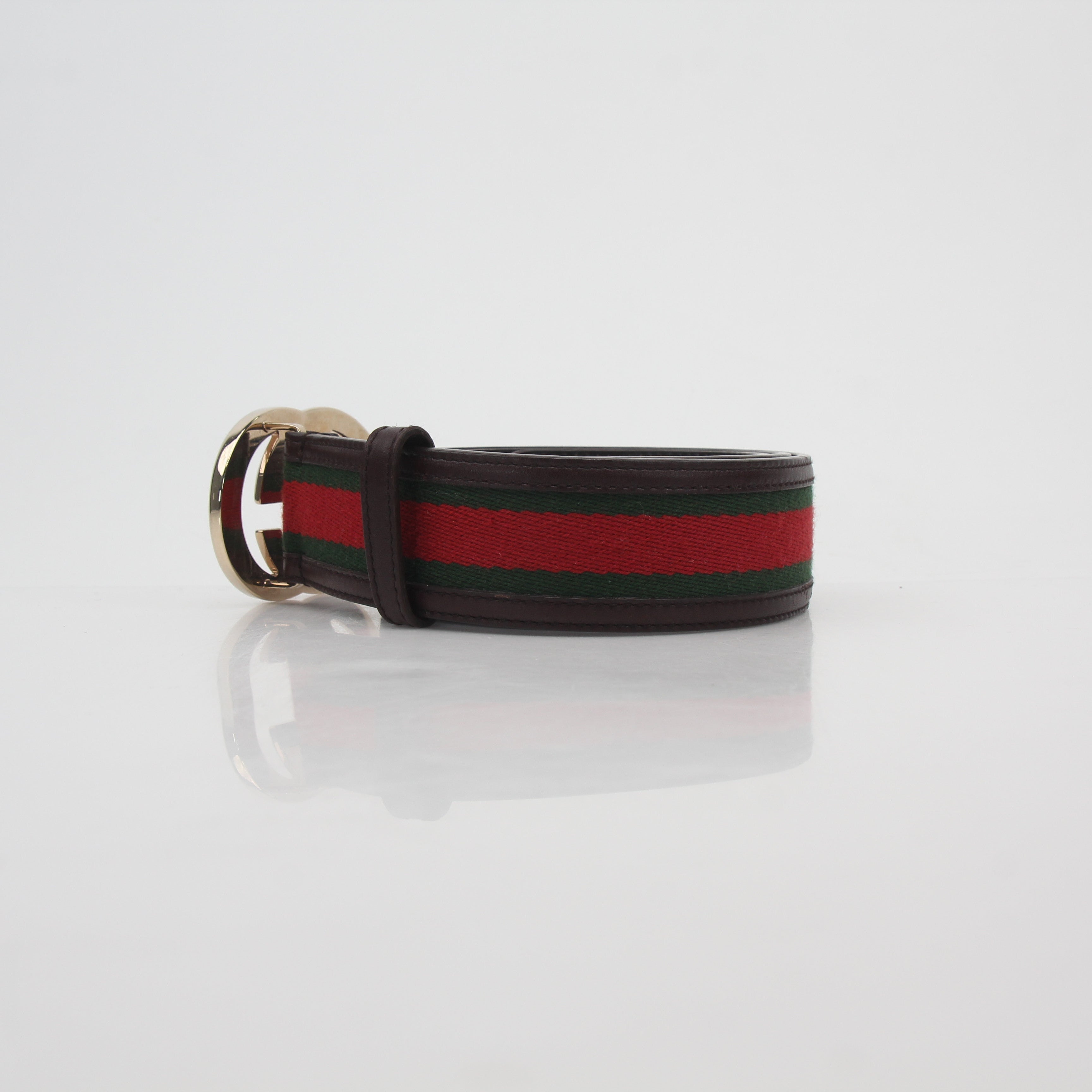 Gucci Green and Red Interlocking G Web Belt