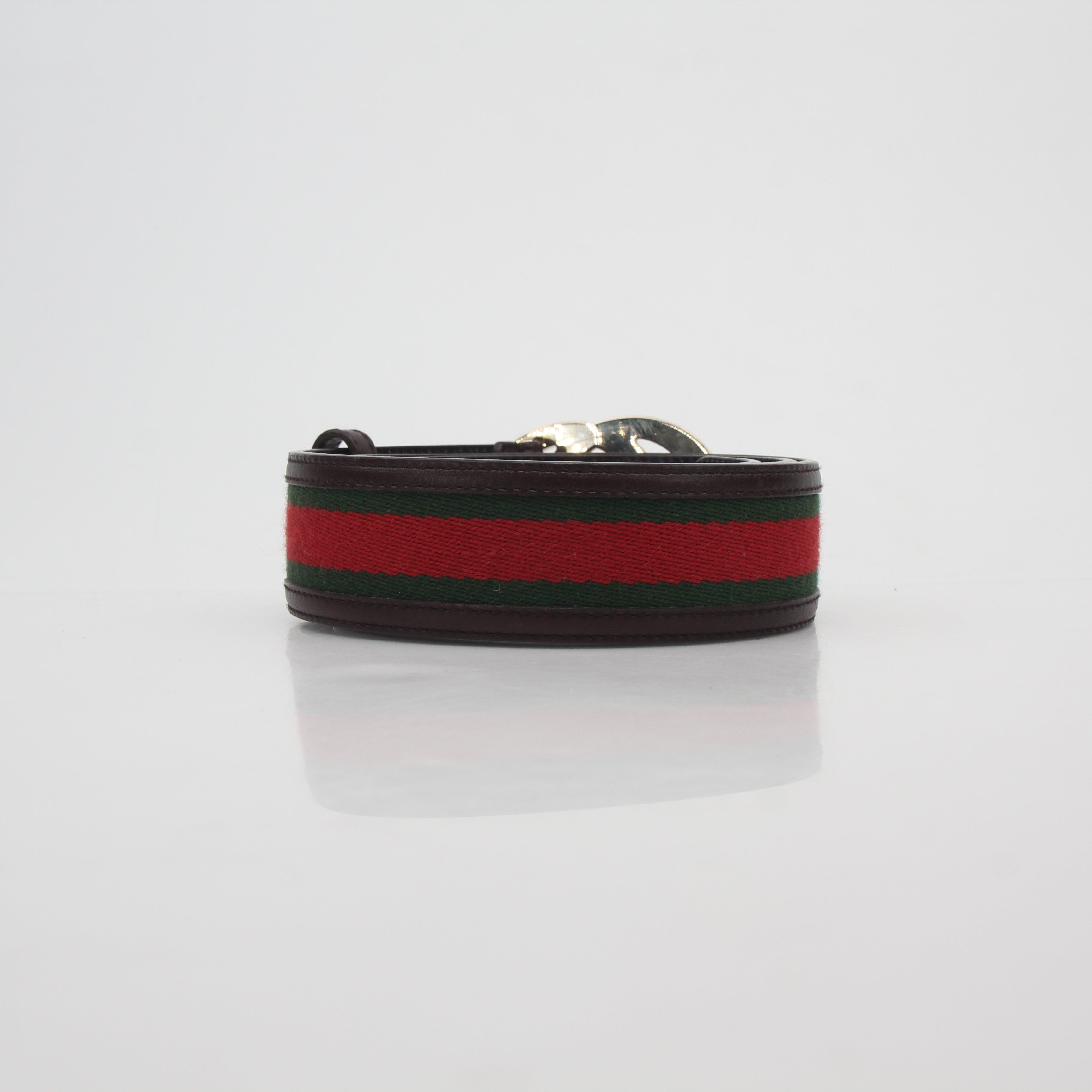 Gucci Green and Red Interlocking G Web Belt