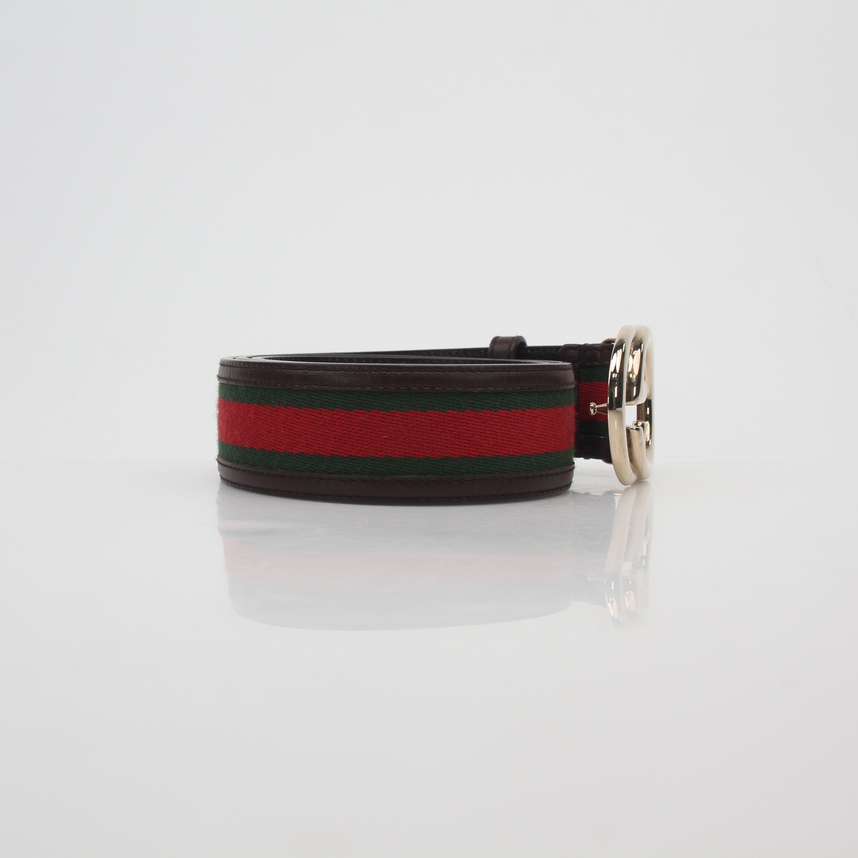 Gucci Green and Red Interlocking G Web Belt
