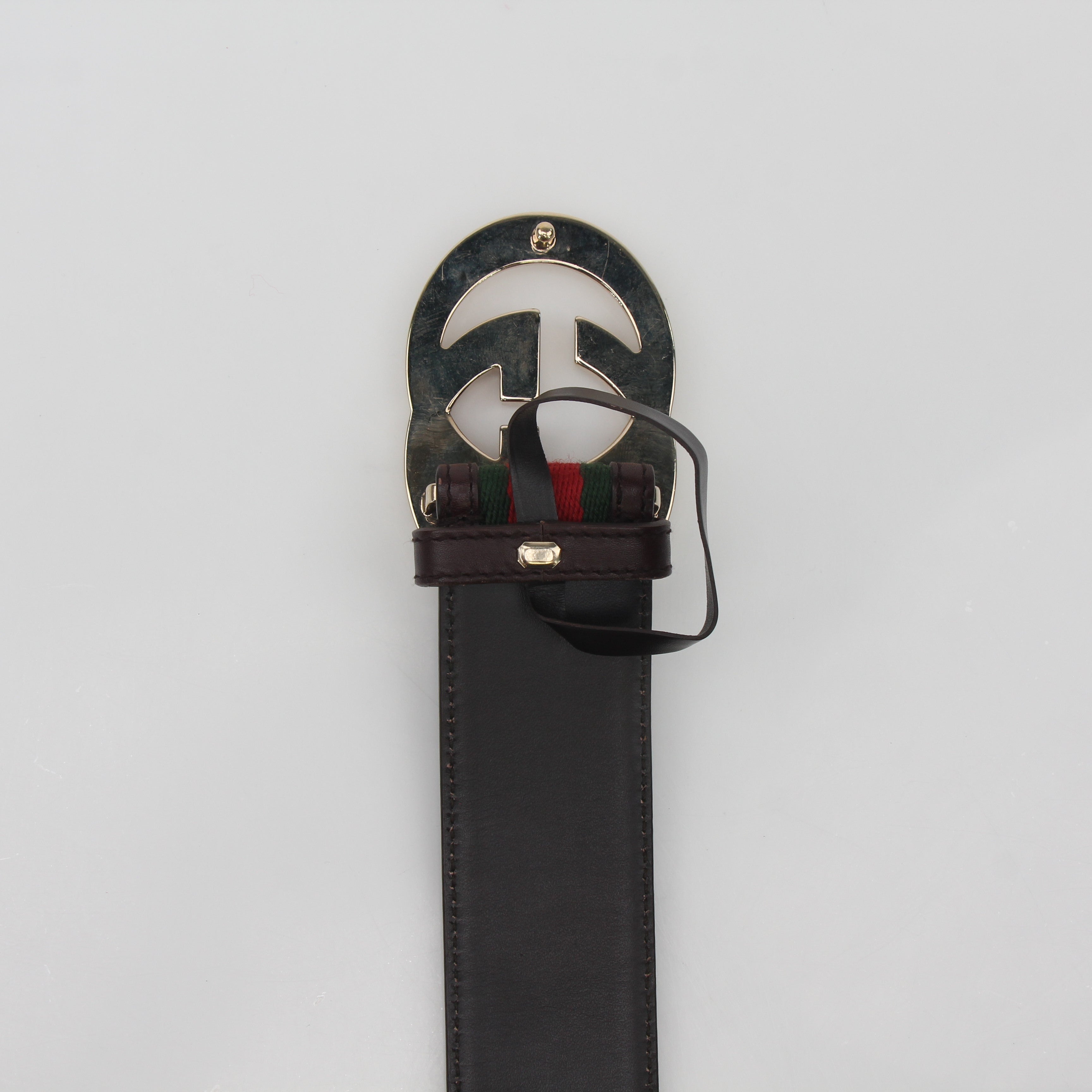 Gucci Green and Red Interlocking G Web Belt
