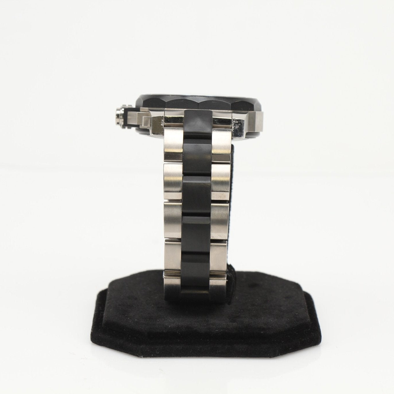 Corum Admiral’s Cup Chronograph watch with stainless steel case, black dial, and sporty design from Gold & Beyond.