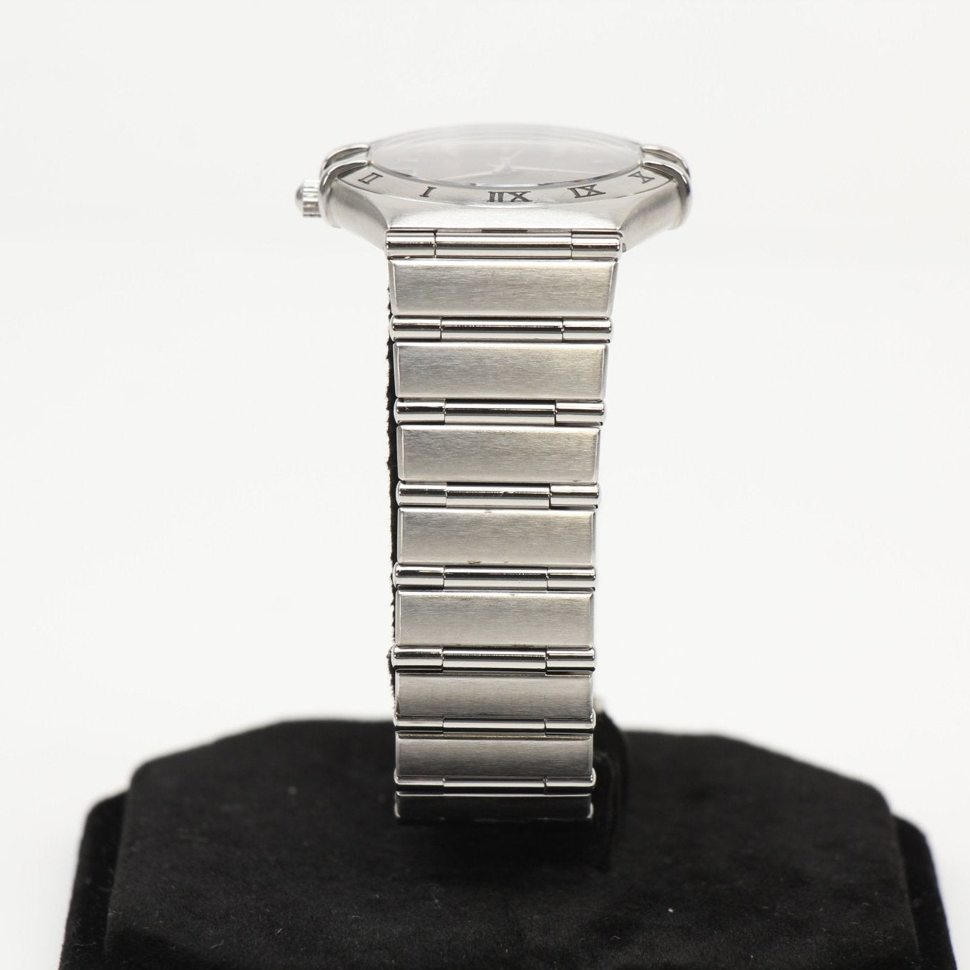 Gold & Beyond Omega Constellation Chronometer watch showing a sleek stainless steel case and silver dial with date display.