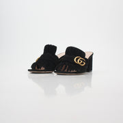 Gucci Black GG Marmont Fringe Slide Sandals