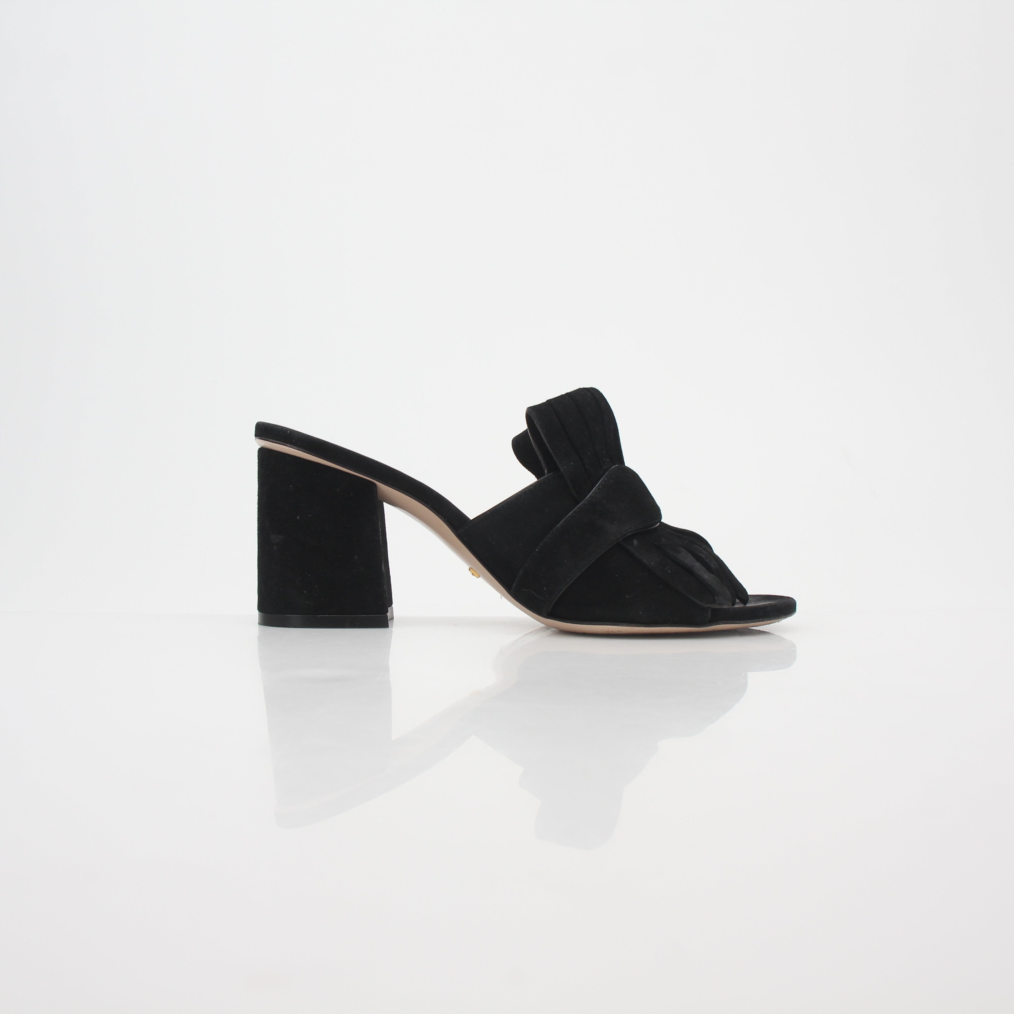Gucci Black GG Marmont Fringe Slide Sandals