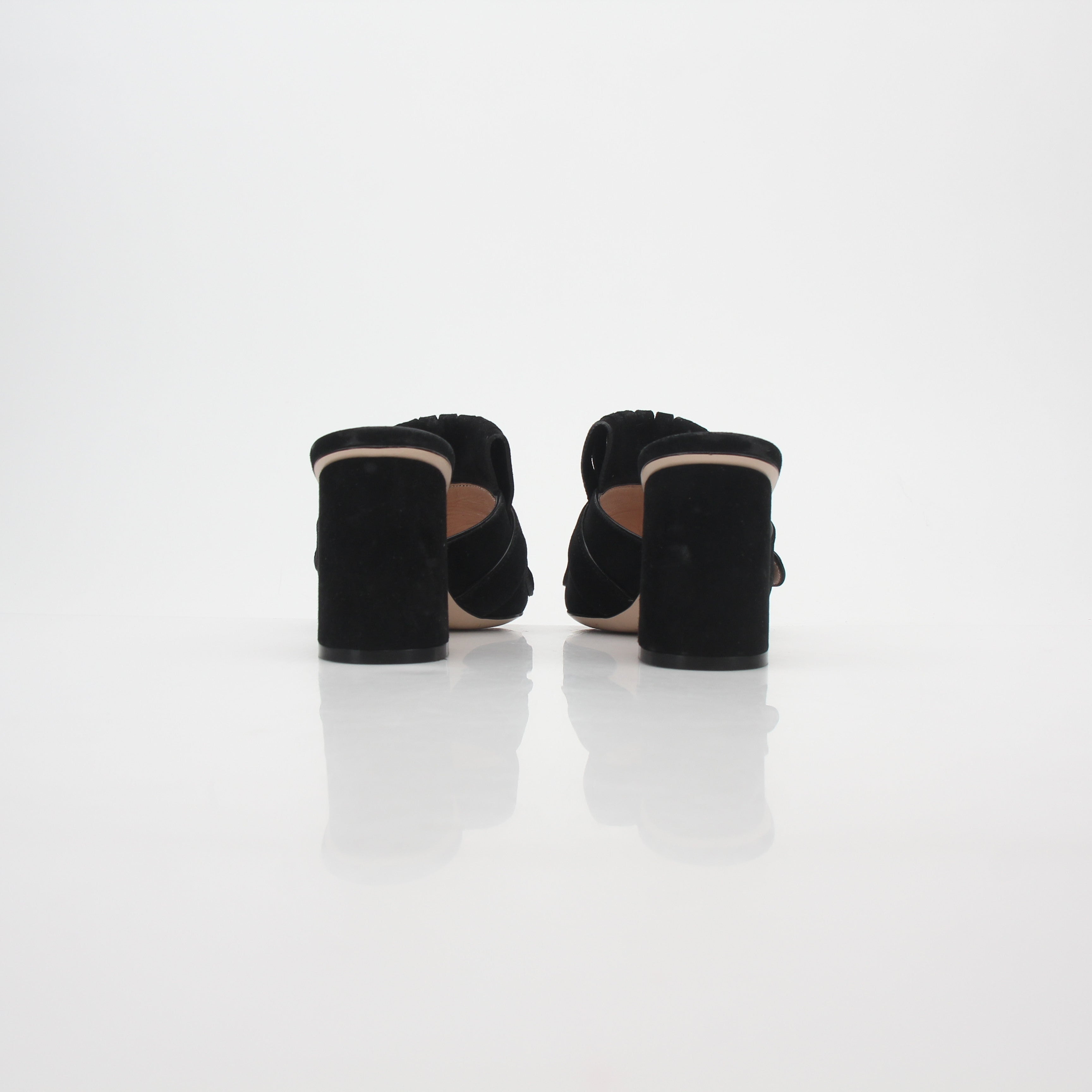 Gucci Black GG Marmont Fringe Slide Sandals
