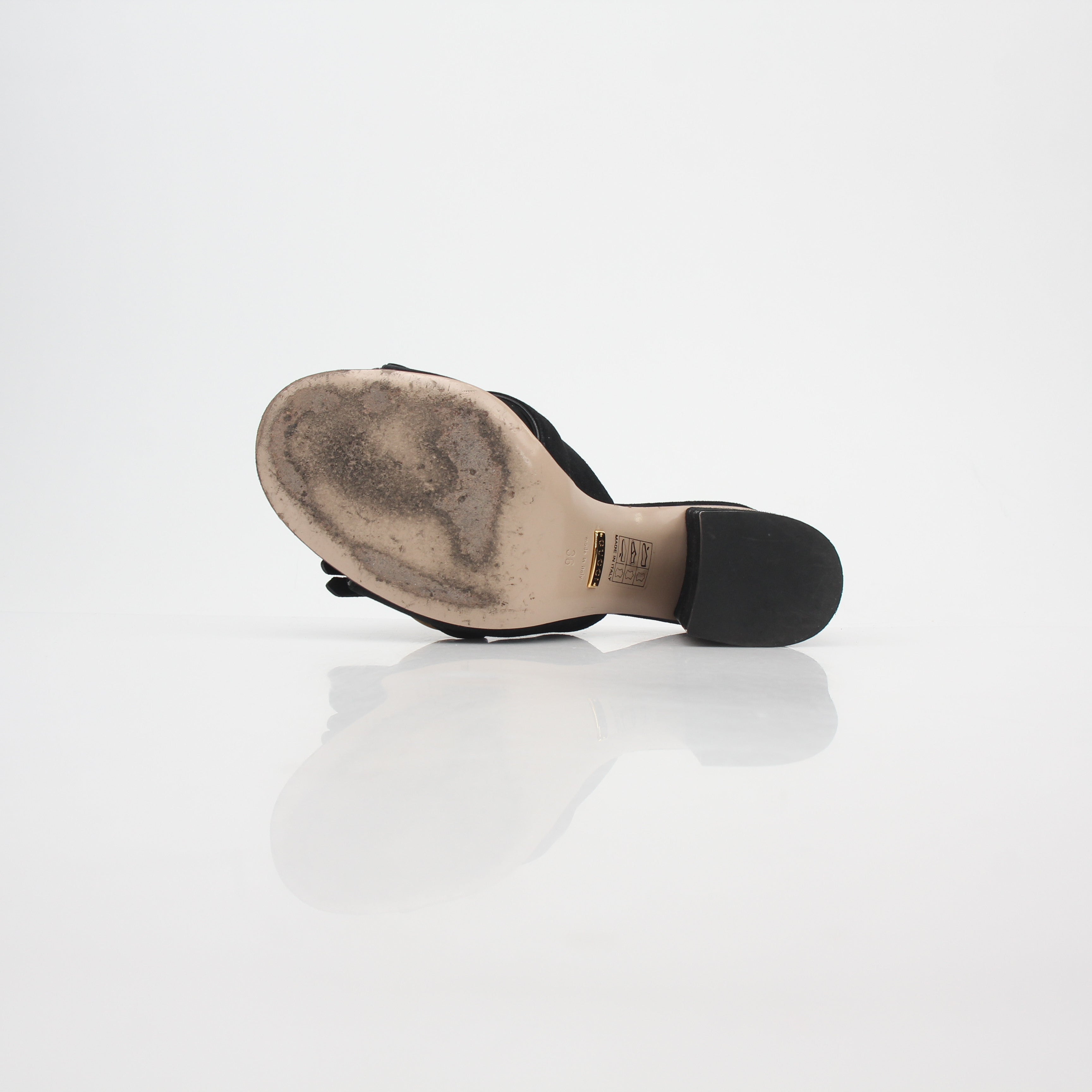 Gucci Black GG Marmont Fringe Slide Sandals