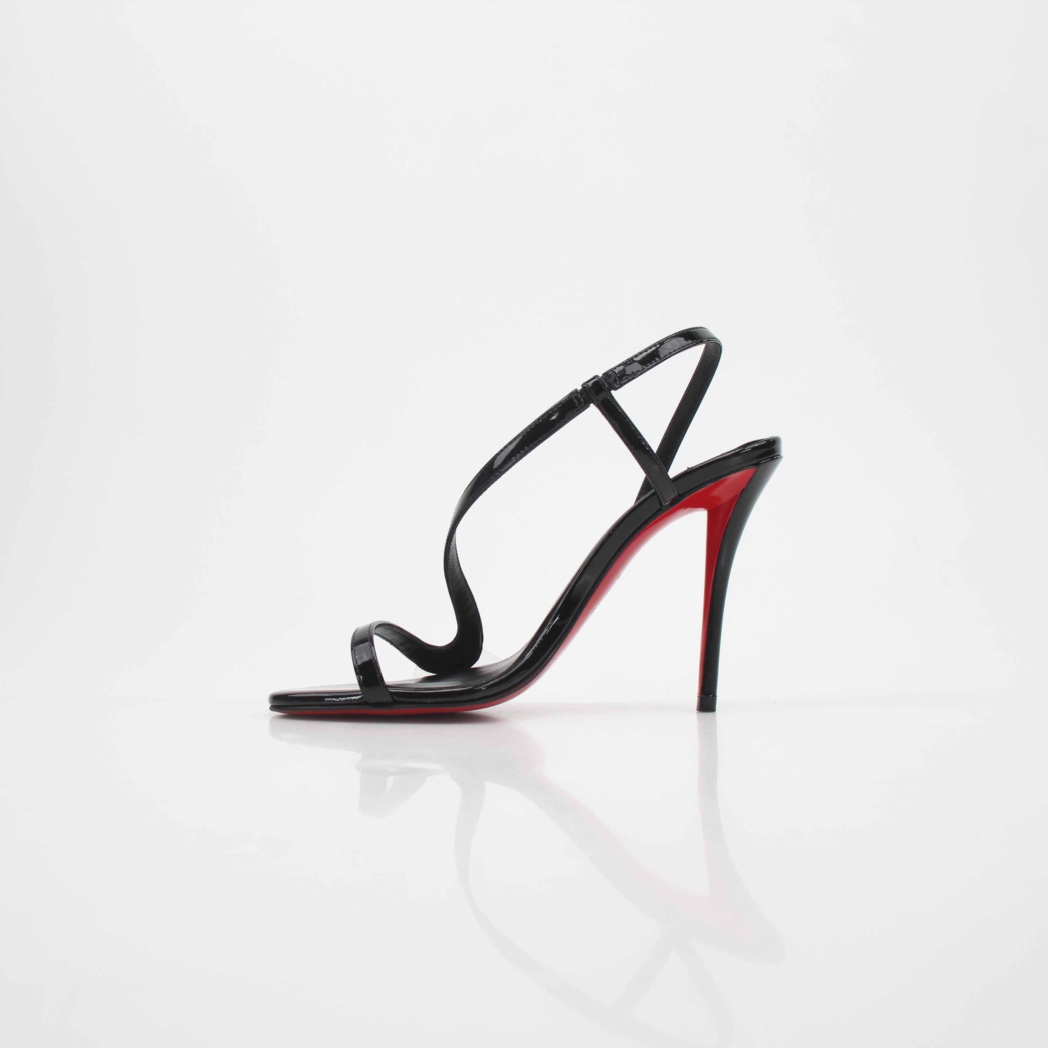Christian Louboutin Black Rosa Z 100 Patent Leather Sandals