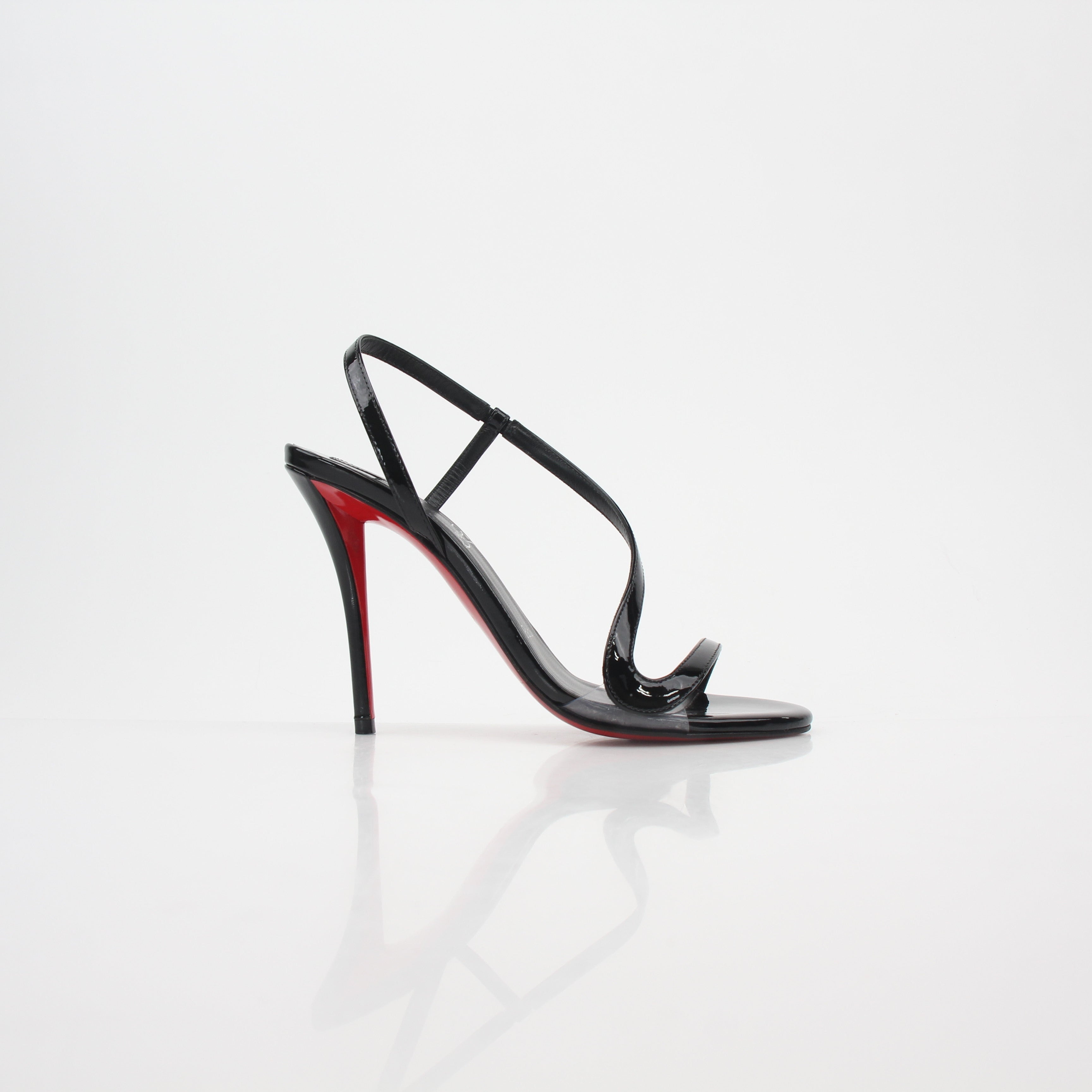 Christian Louboutin Black Rosa Z 100 Patent Leather Sandals