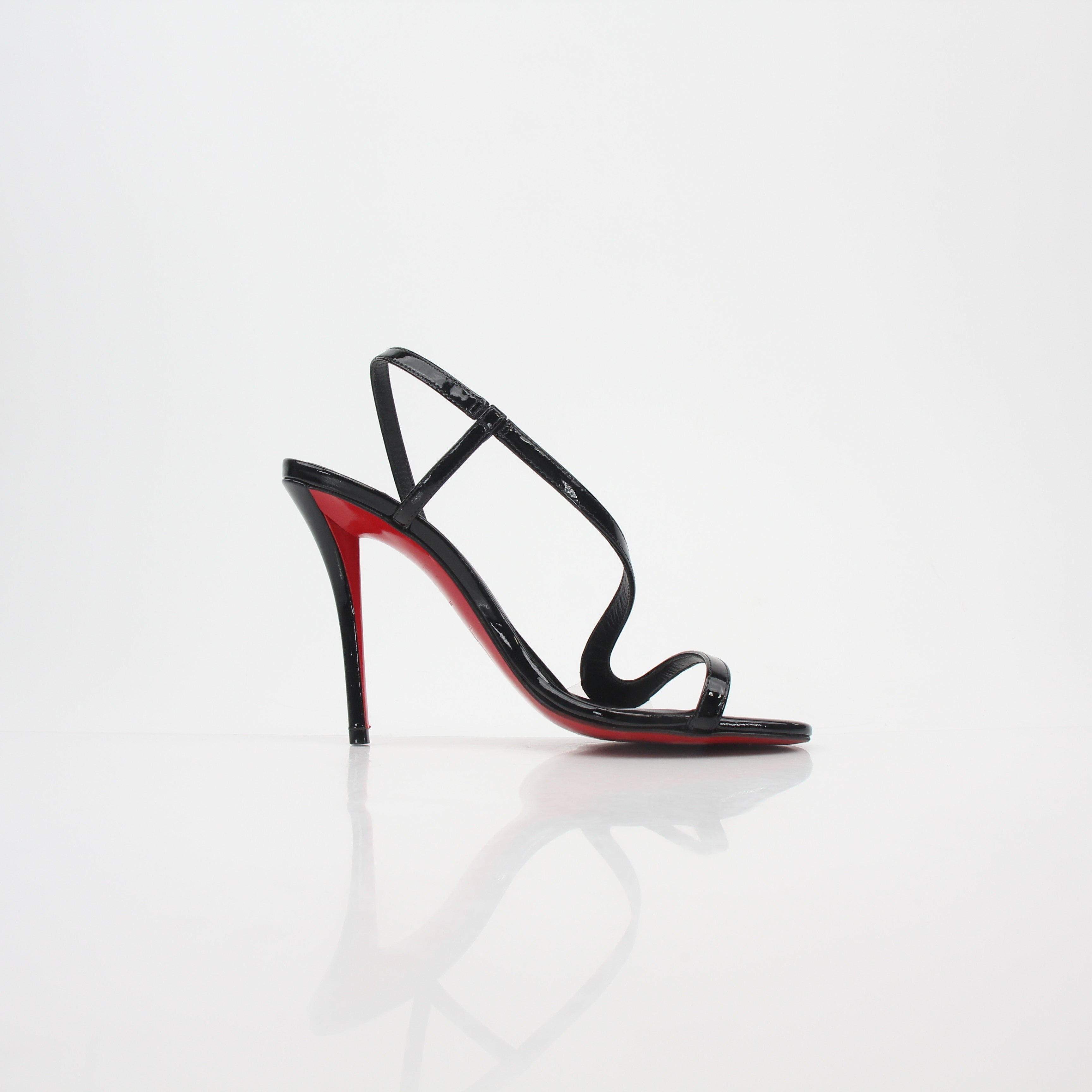 Christian Louboutin Black Rosa Z 100 Patent Leather Sandals