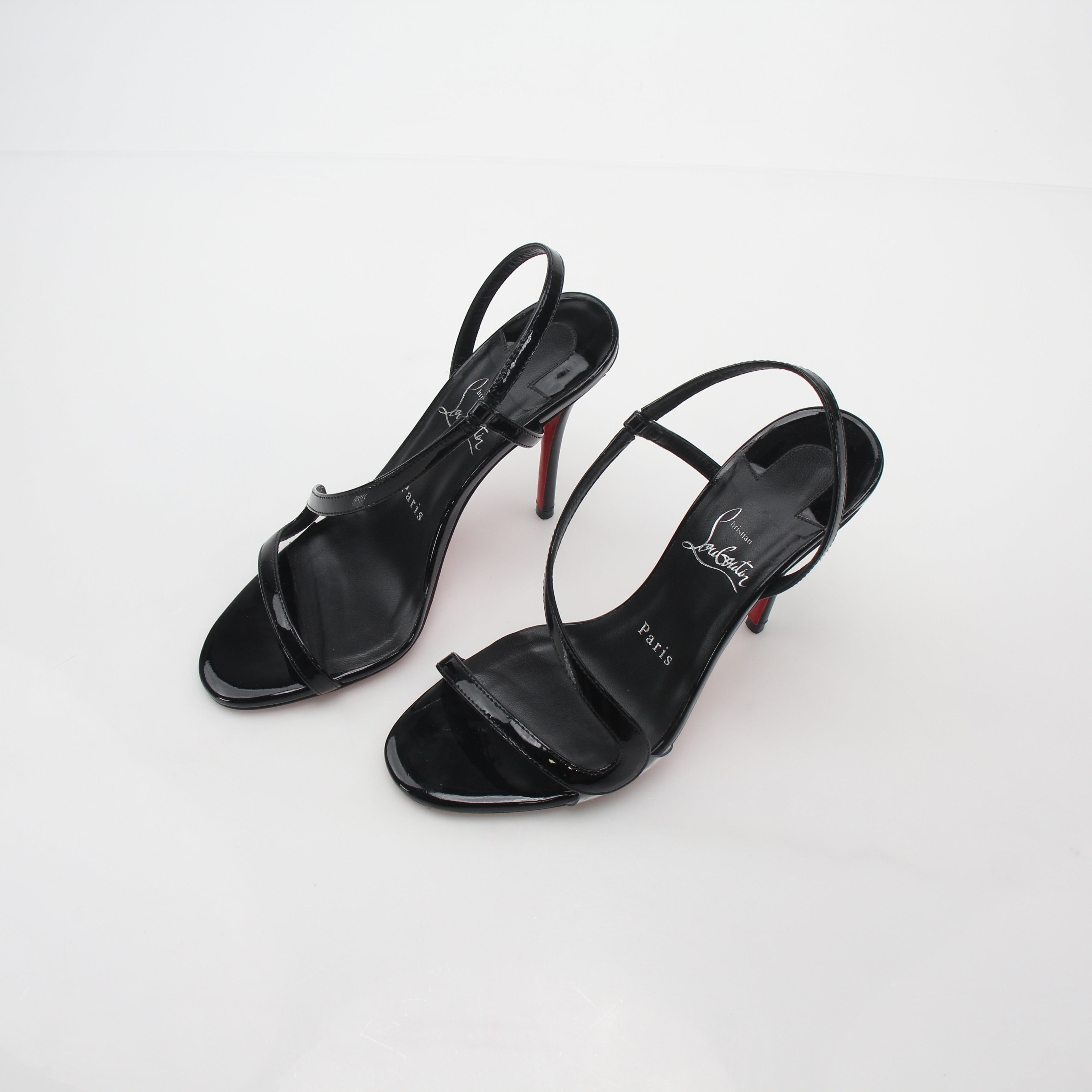 Christian Louboutin Black Rosa Z 100 Patent Leather Sandals