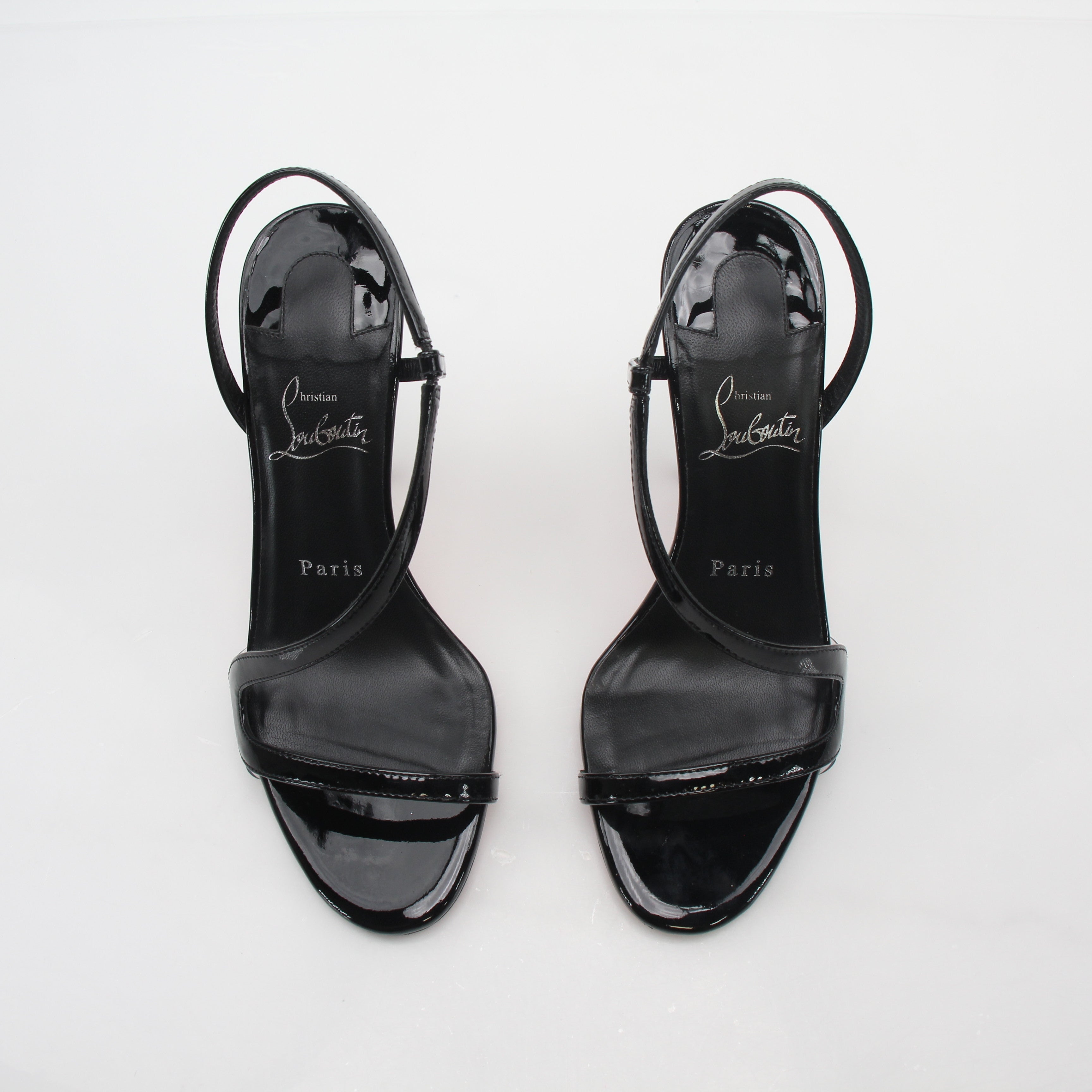 Christian Louboutin Black Rosa Z 100 Patent Leather Sandals