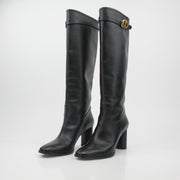Christian Dior Black Leather Empreinte Heeled Boots