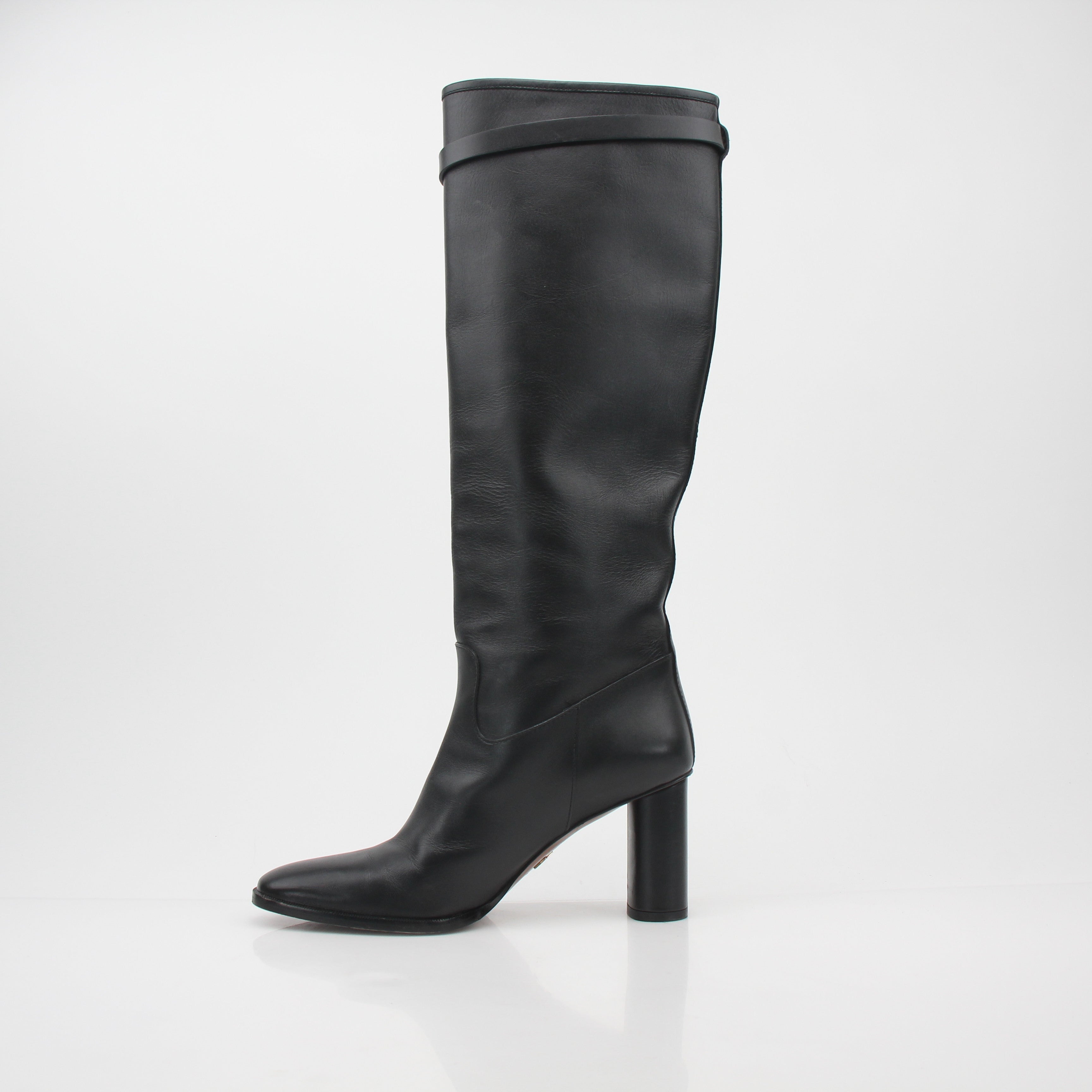 Christian Dior Black Leather Empreinte Heeled Boots