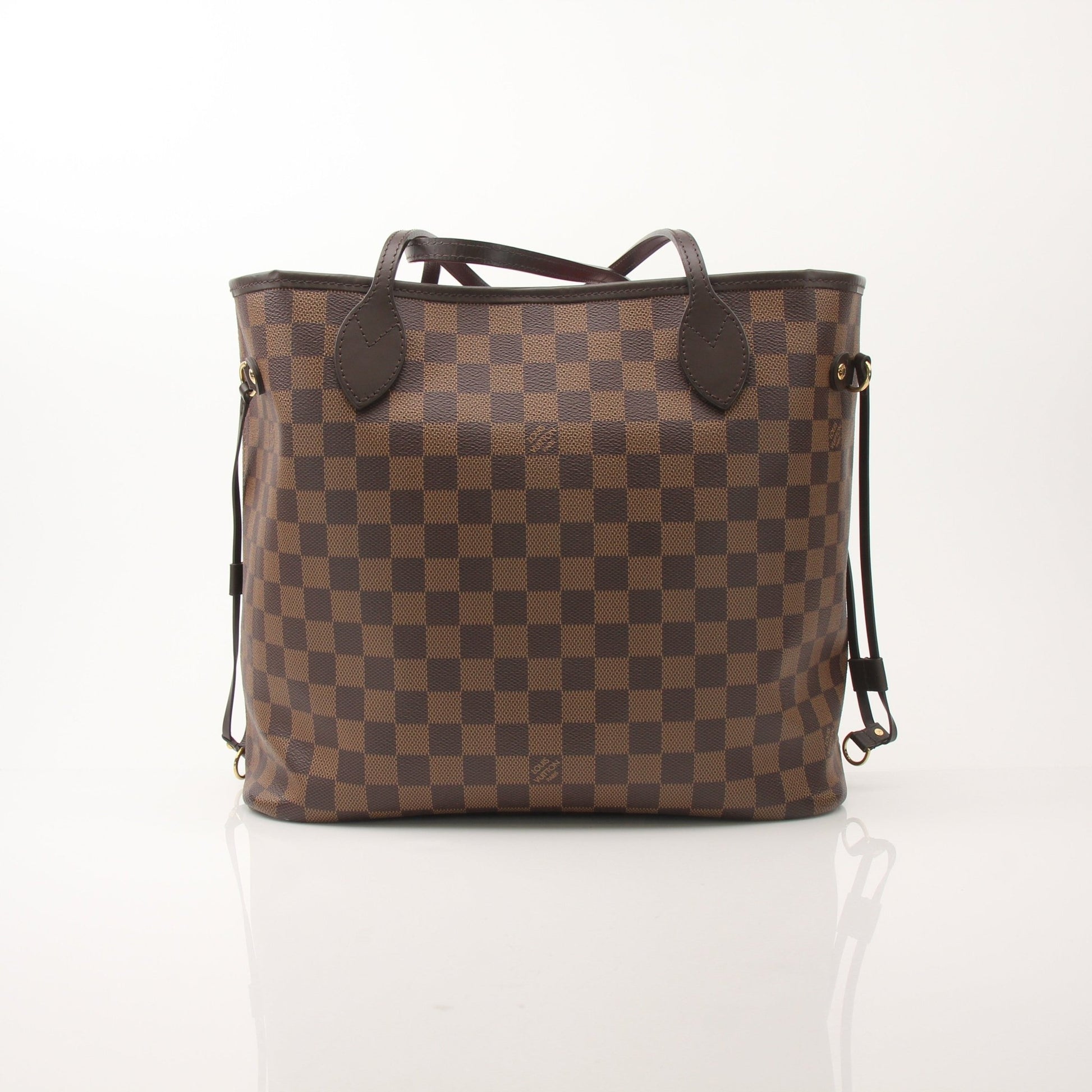 Louis Vuitton Neverfull MM tote bag by Gold & Beyond, beige canvas handbag with leather trim and signature monogram pattern.