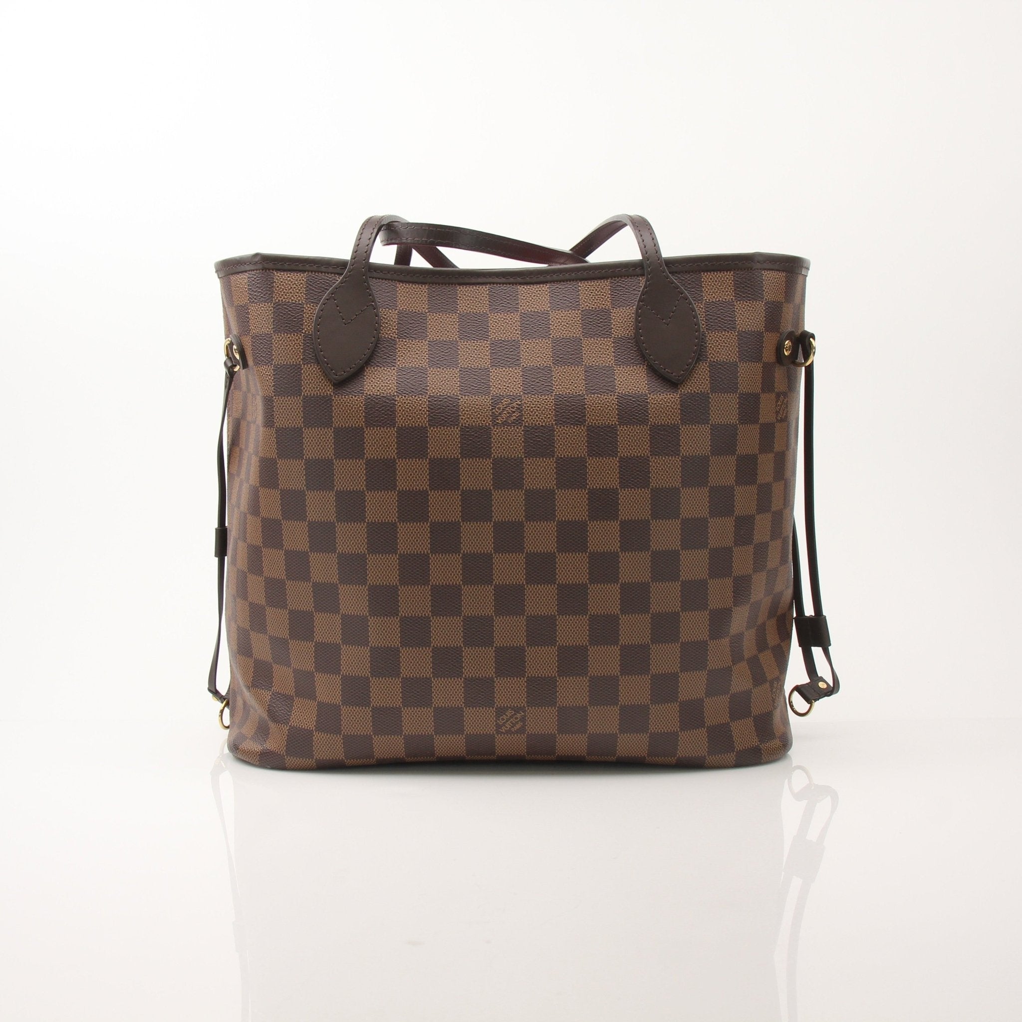 Louis Vuitton Neverfull MM tote bag by Gold & Beyond, beige canvas handbag with leather trim and signature monogram pattern.