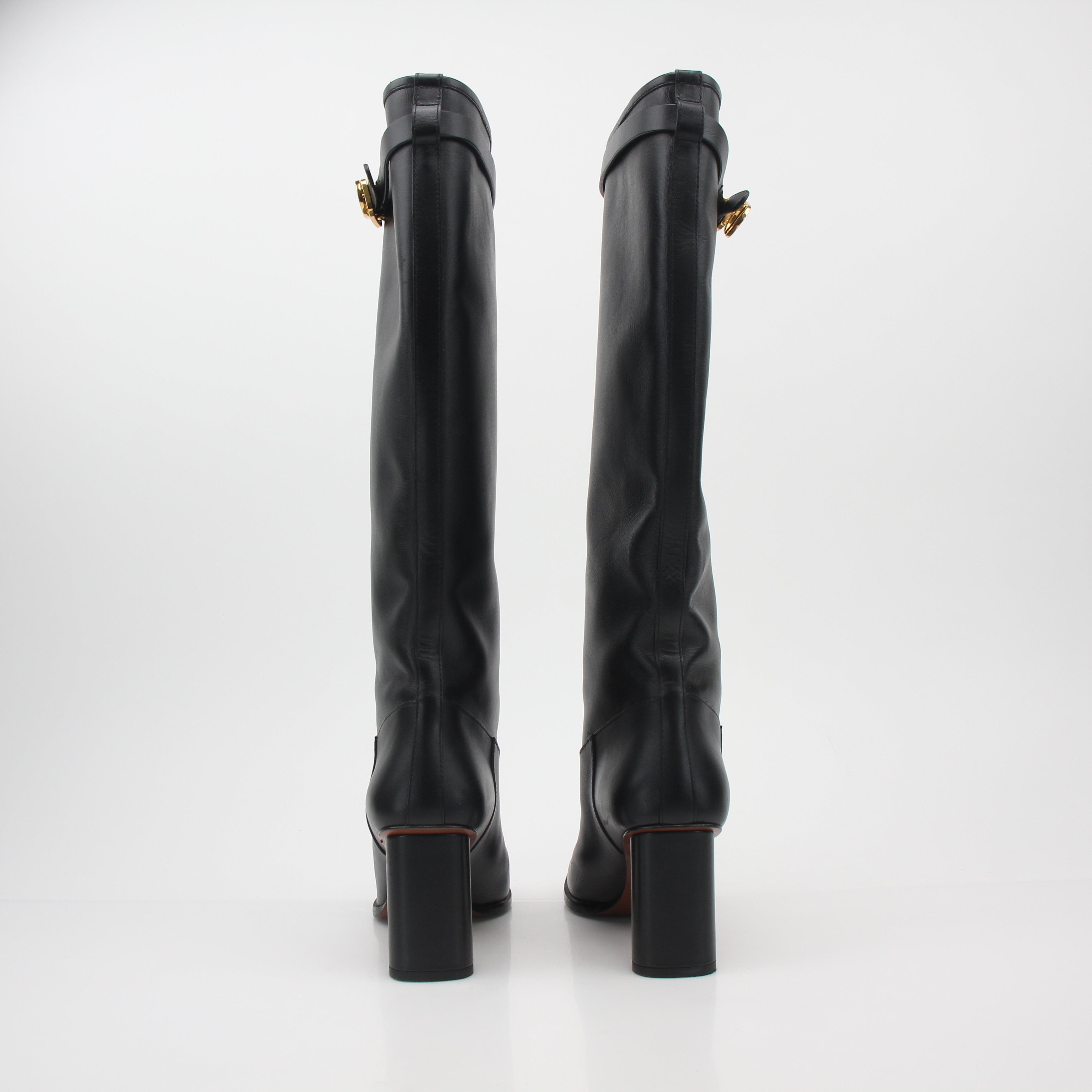 Christian Dior Black Leather Empreinte Heeled Boots