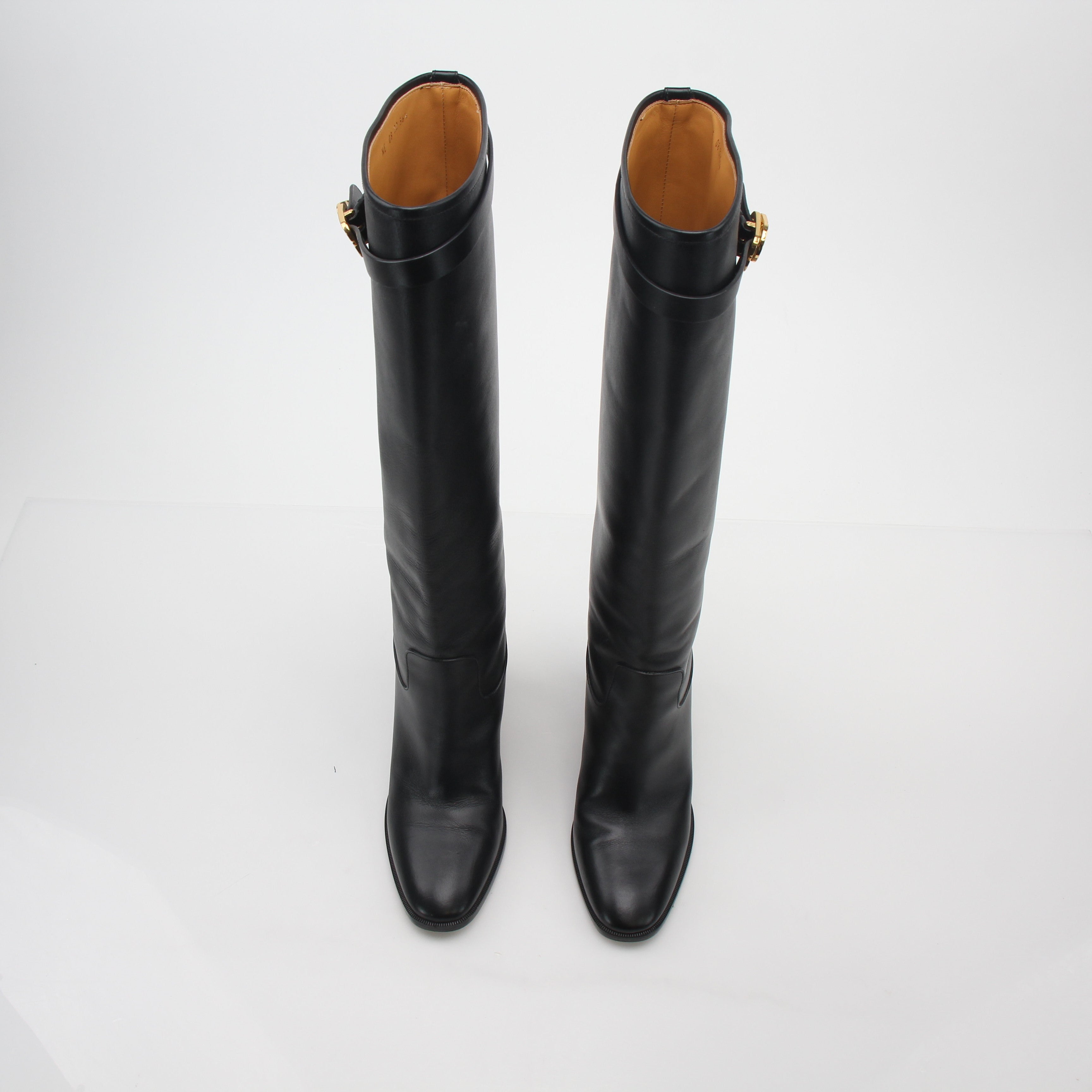 Christian Dior Black Leather Empreinte Heeled Boots