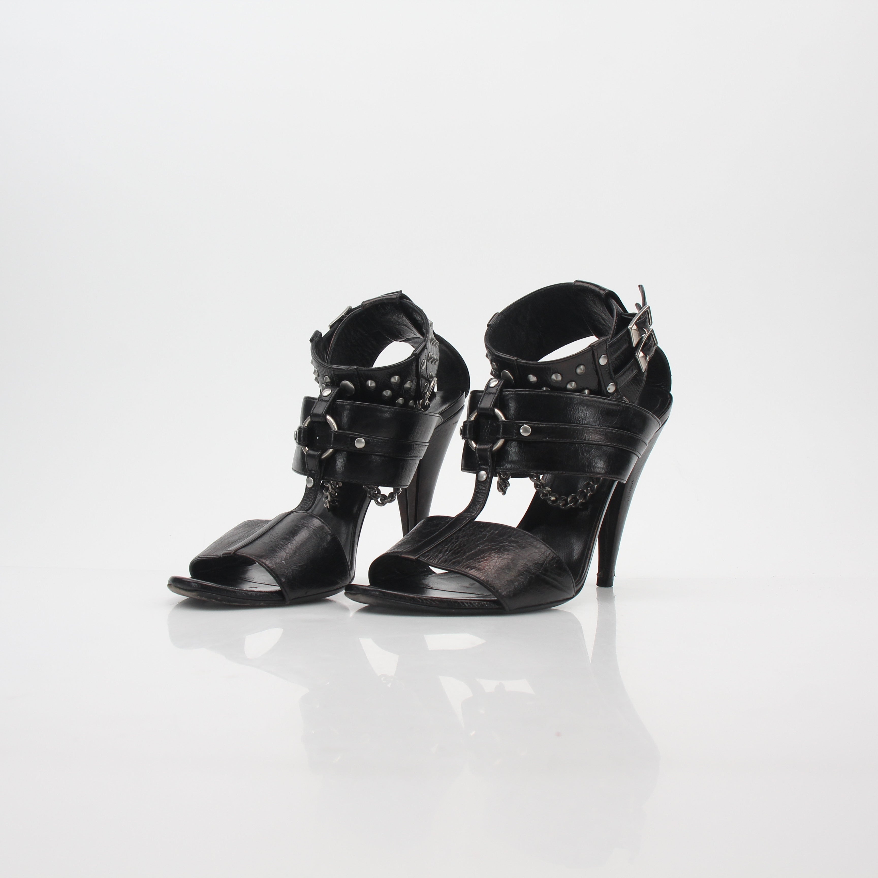 Saint Laurent Black Fetish Studded Chain Sandals