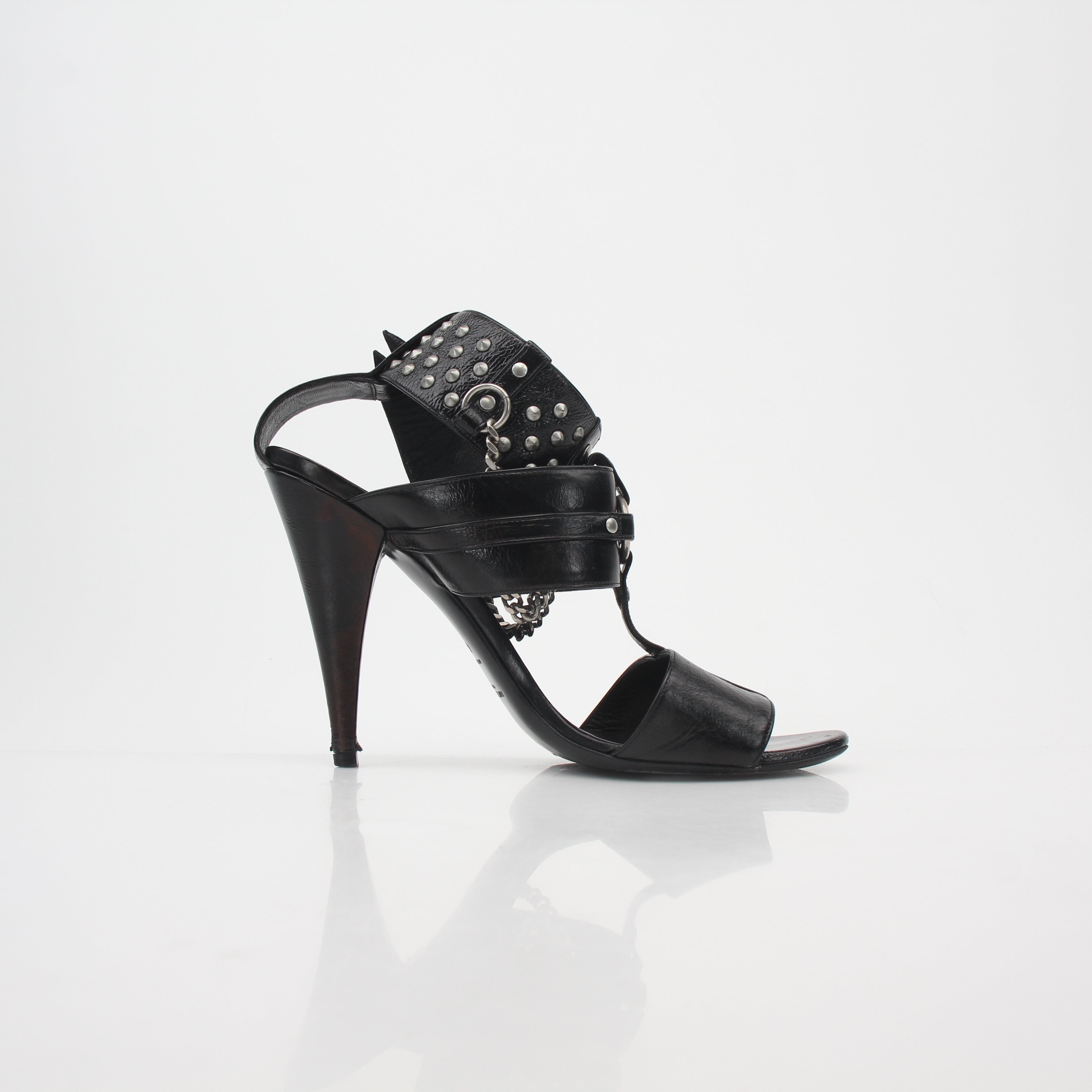 Saint Laurent Black Fetish Studded Chain Sandals