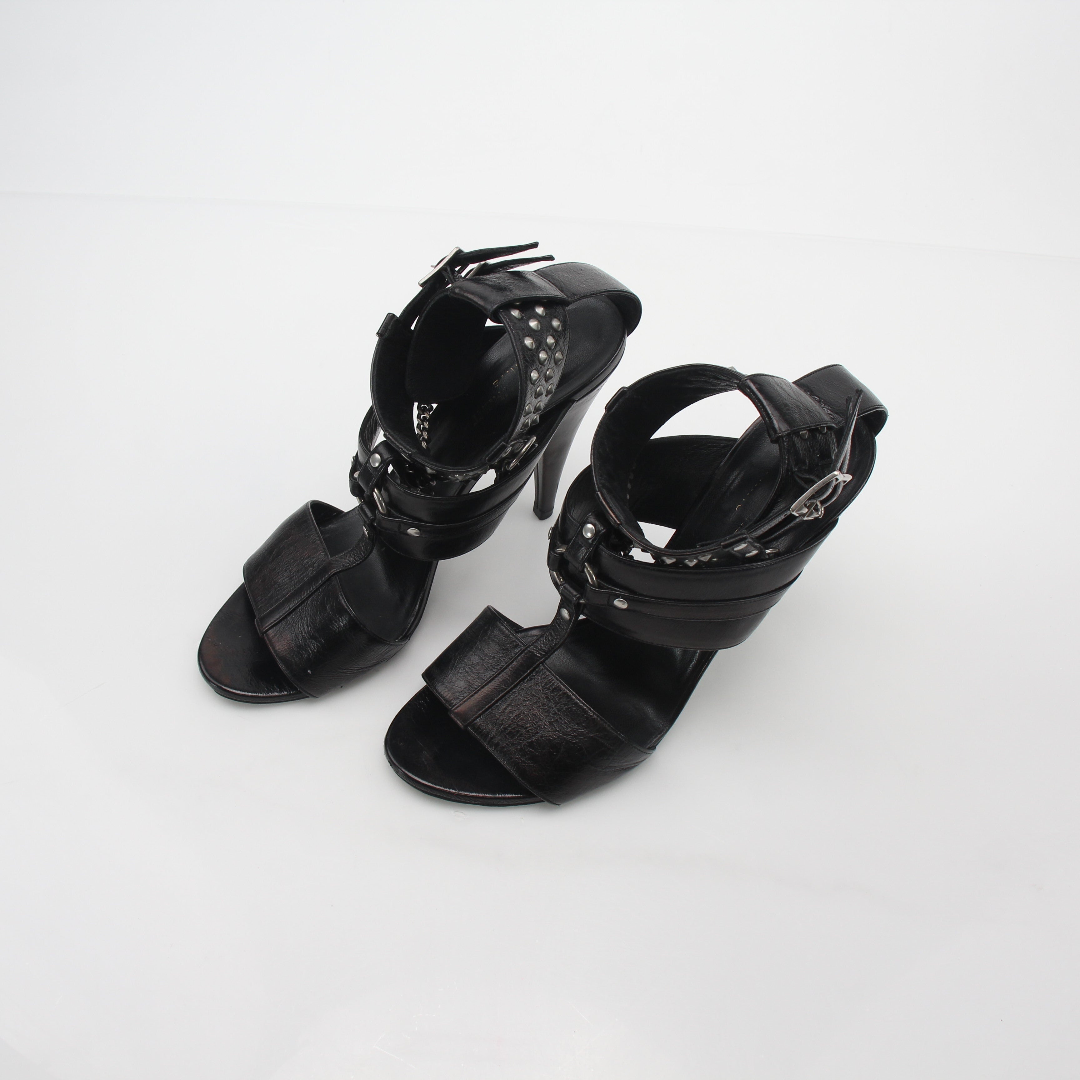 Saint Laurent Black Fetish Studded Chain Sandals