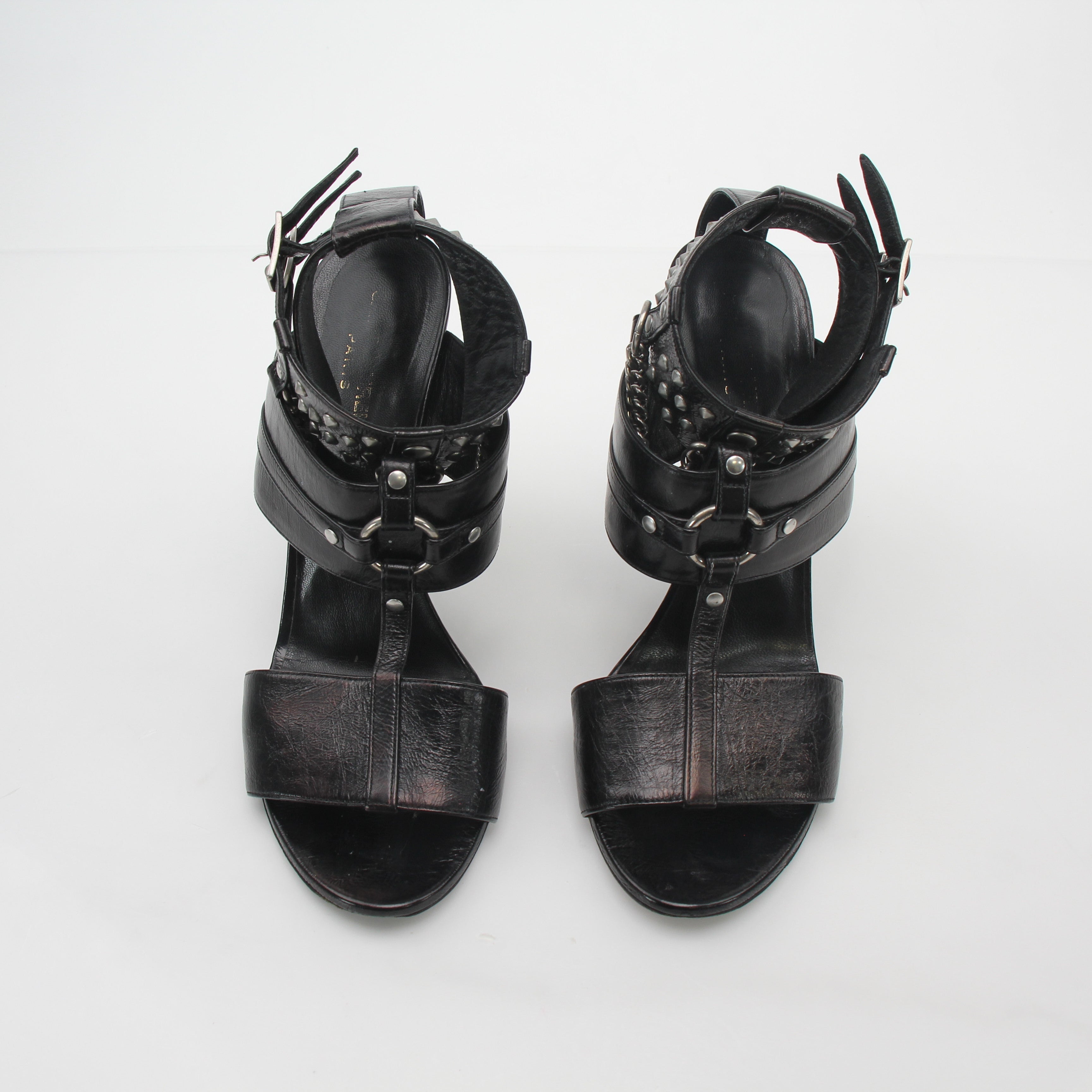 Saint Laurent Black Fetish Studded Chain Sandals