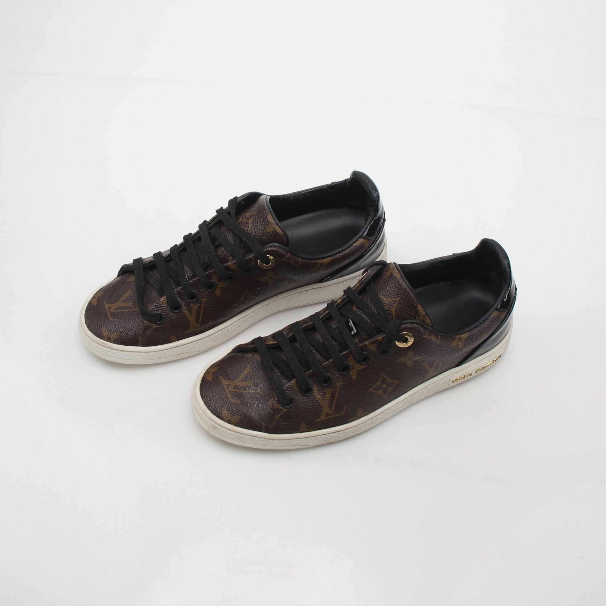 Louis Vuitton Monogram Frontrow low top sneakers in shoes, showcasing the iconic monogram pattern and stylish design.