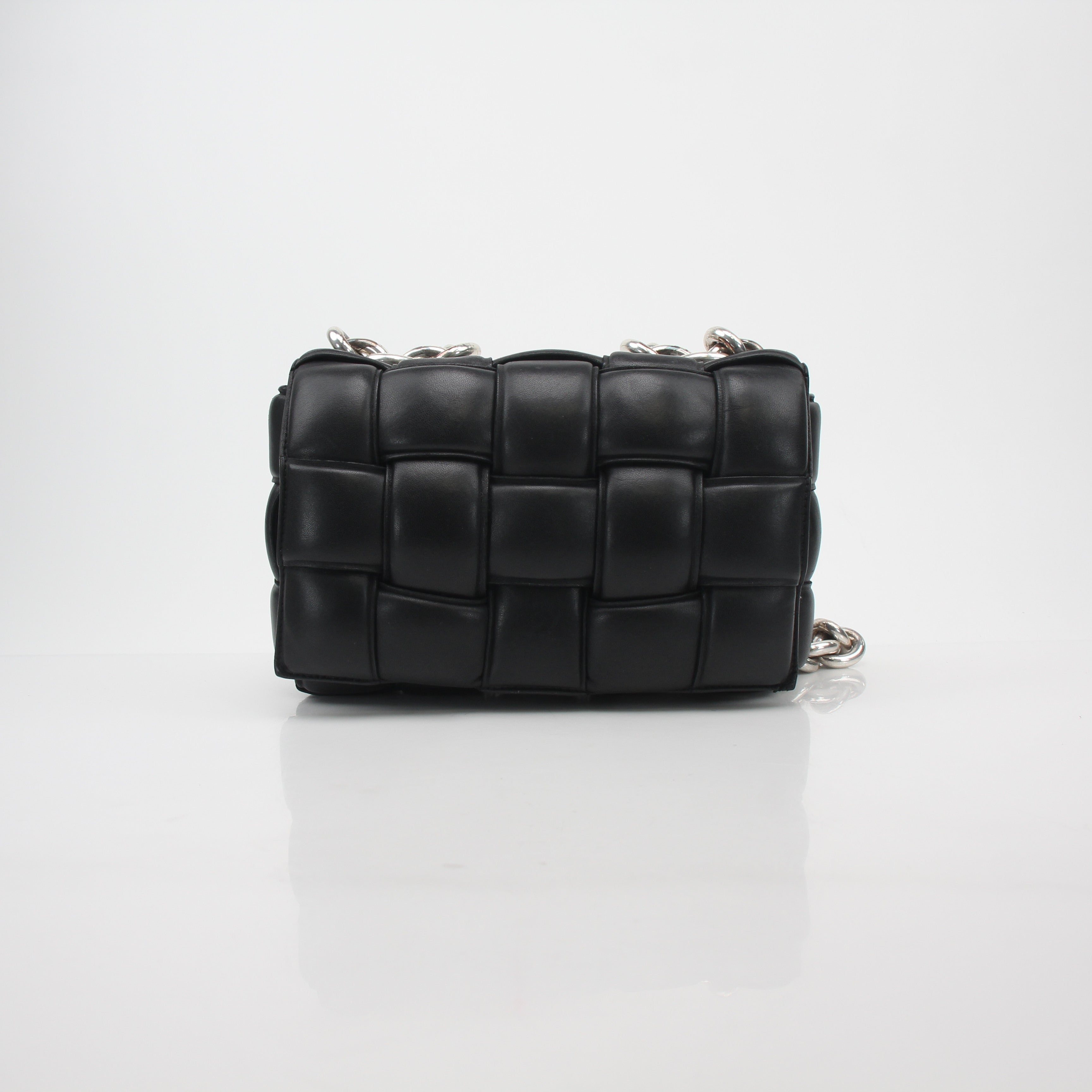 Bottega Veneta Black Padded Cassette Chain Shoulder Bag