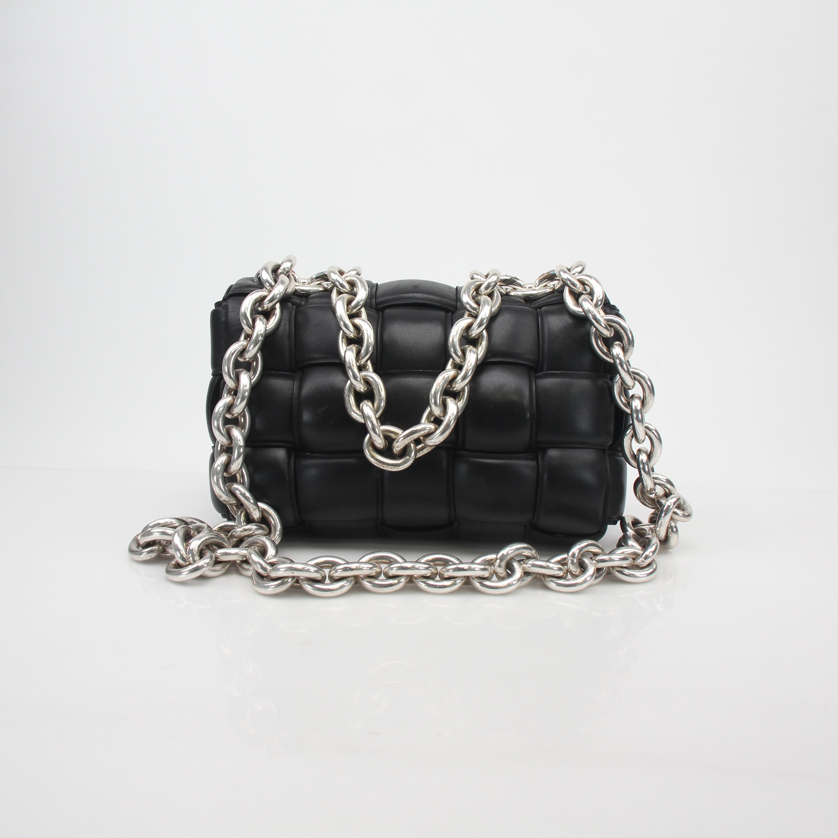 Bottega Veneta Black Padded Cassette Chain Shoulder Bag
