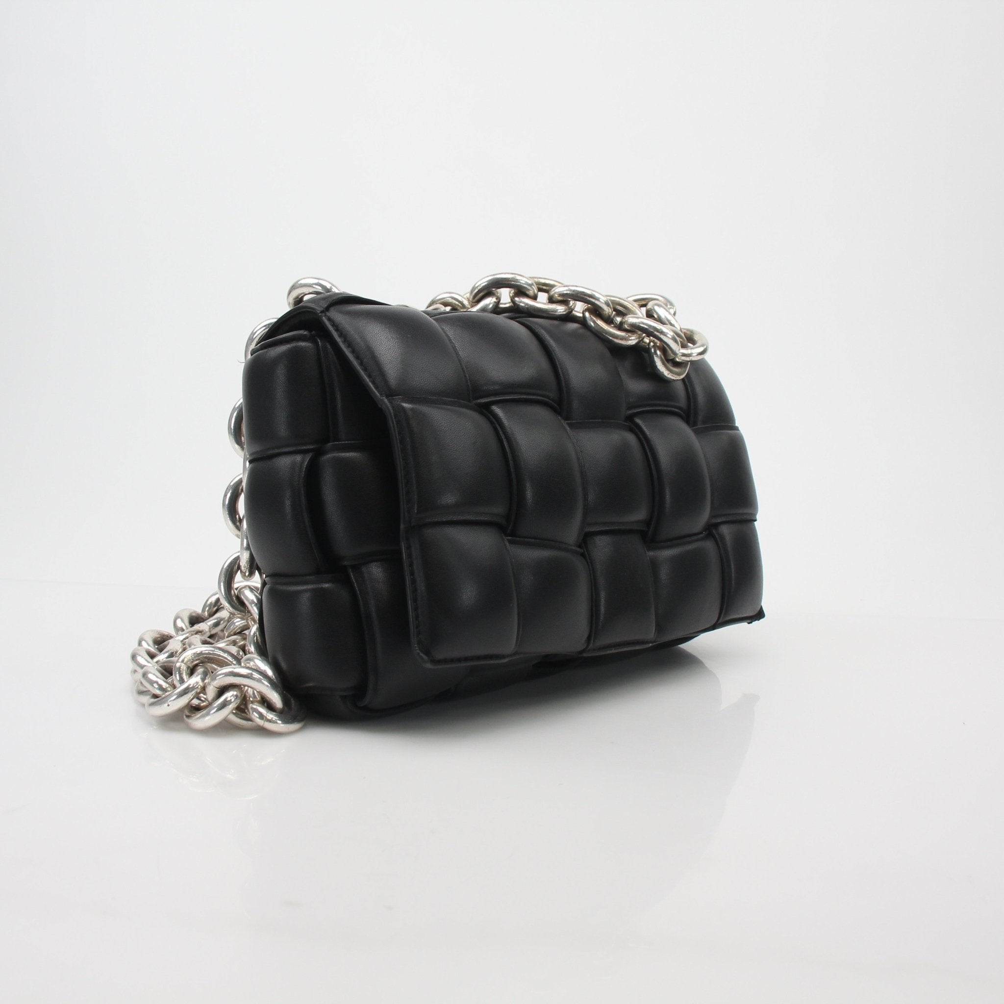 Bottega Veneta Black Padded Cassette Chain Shoulder Bag