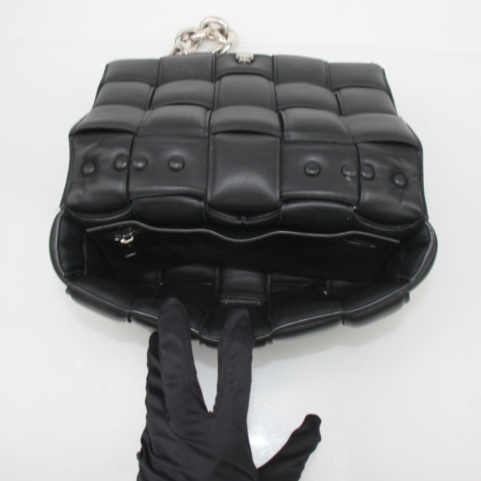 Bottega Veneta Black Padded Cassette Chain Shoulder Bag