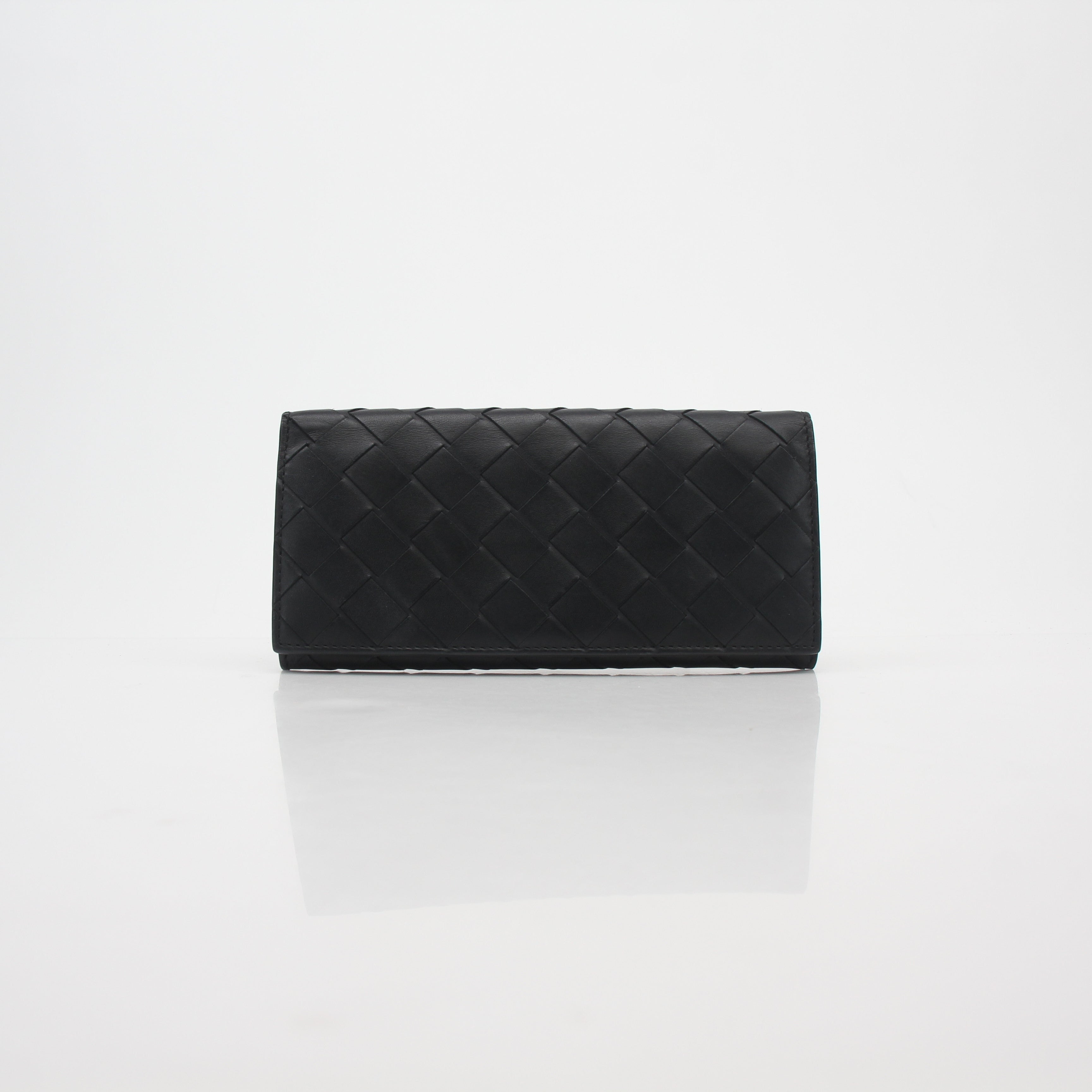 Bottega Veneta Black Intrecciato Continental Wallet