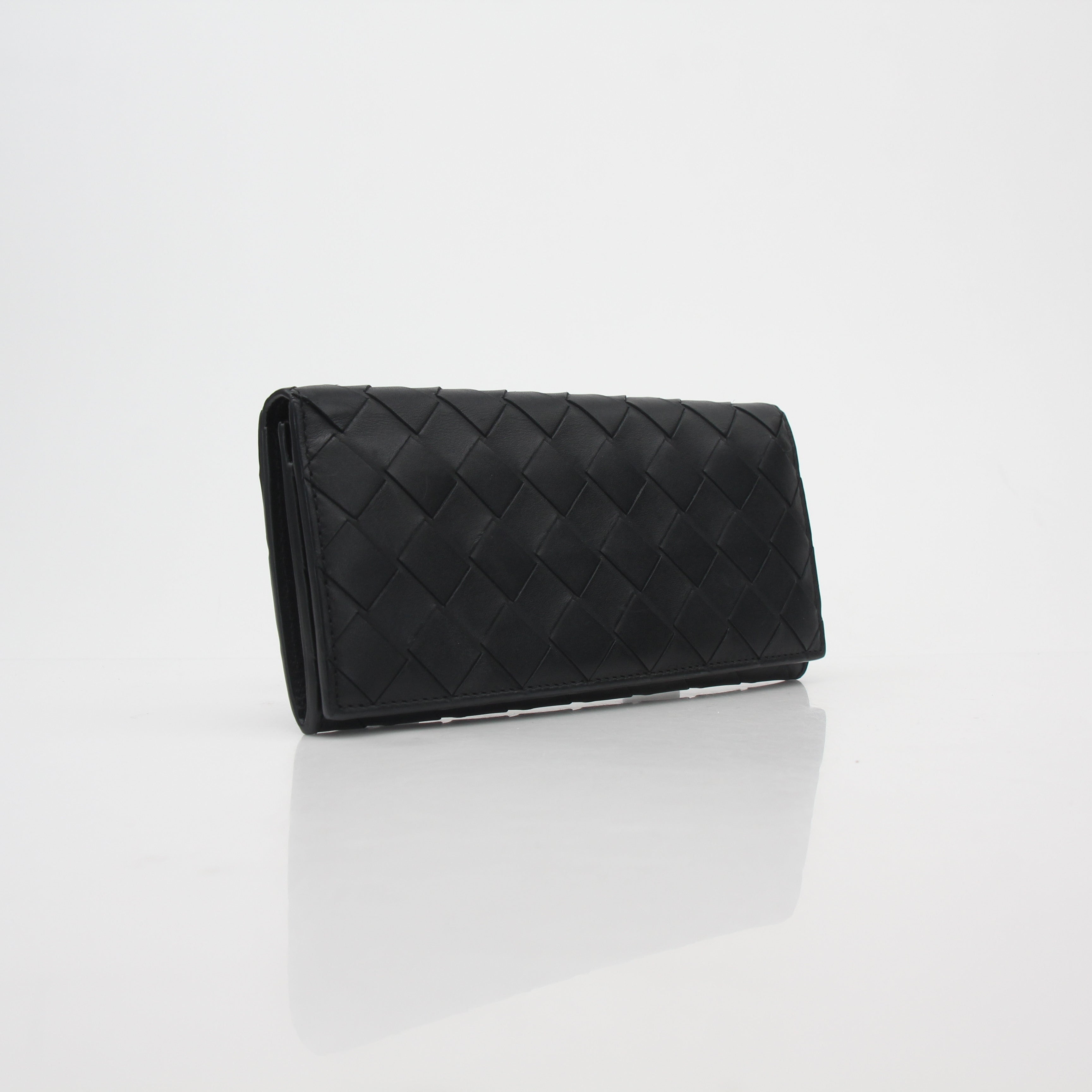 Bottega Veneta Black Intrecciato Continental Wallet