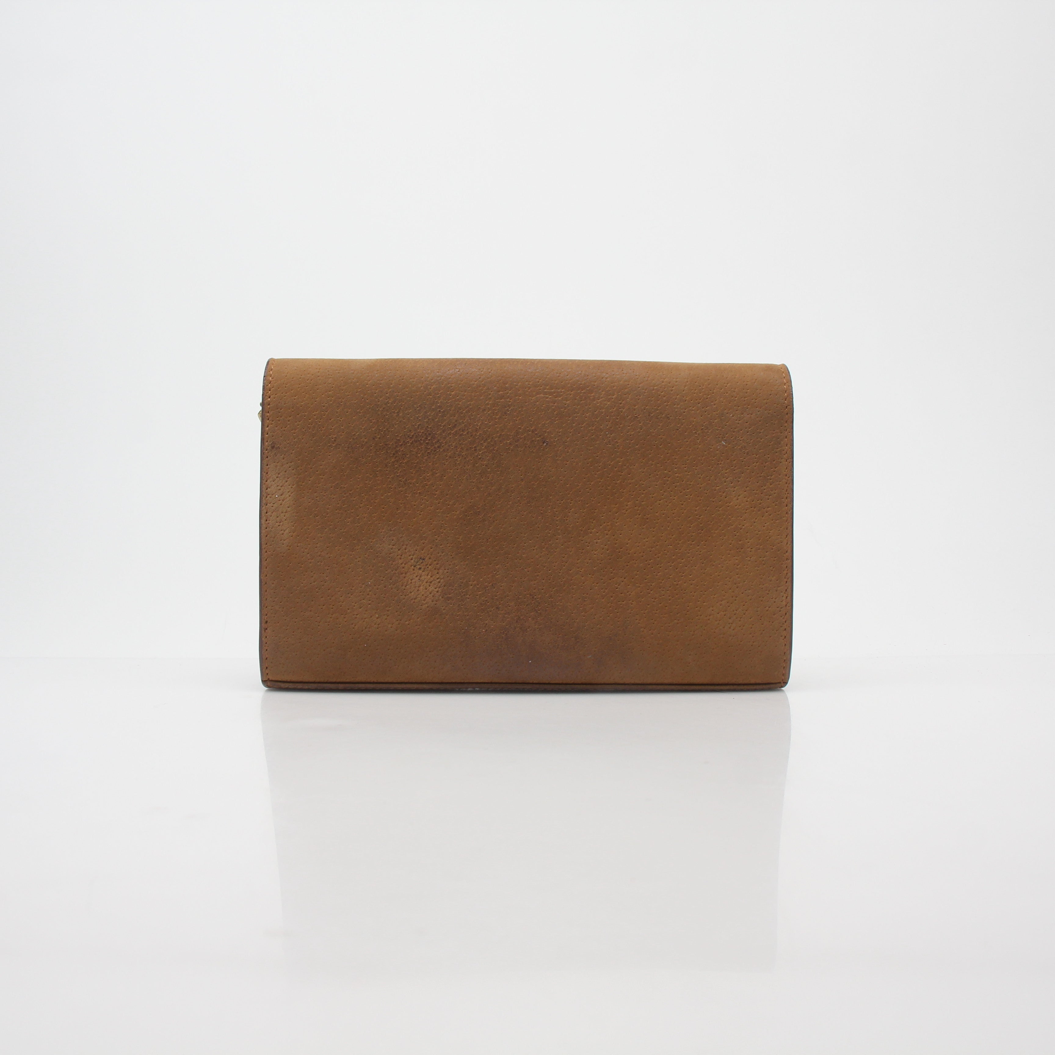 Saint Laurent Brown Suede Cassandre Chain Wallet