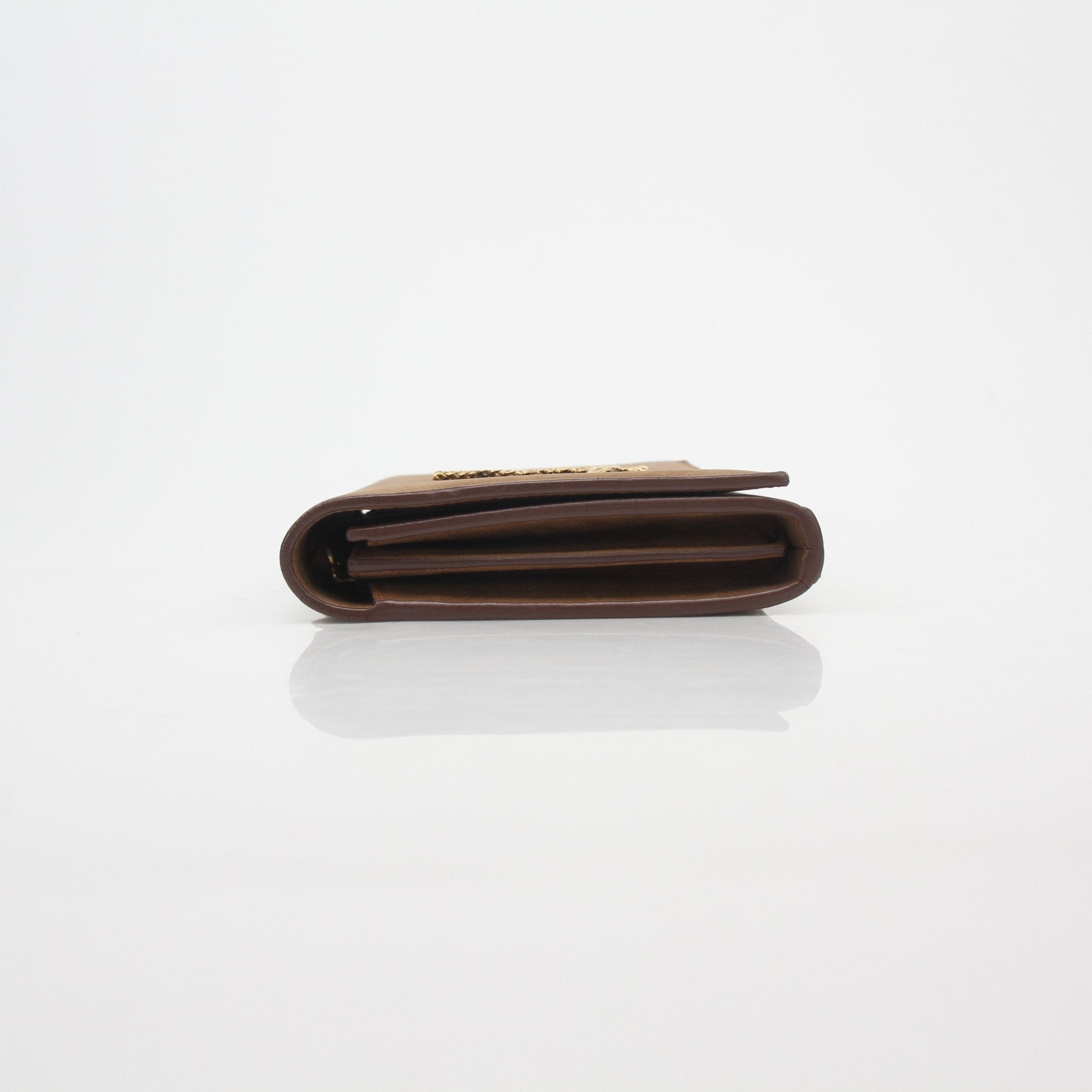 Saint Laurent Brown Suede Cassandre Chain Wallet