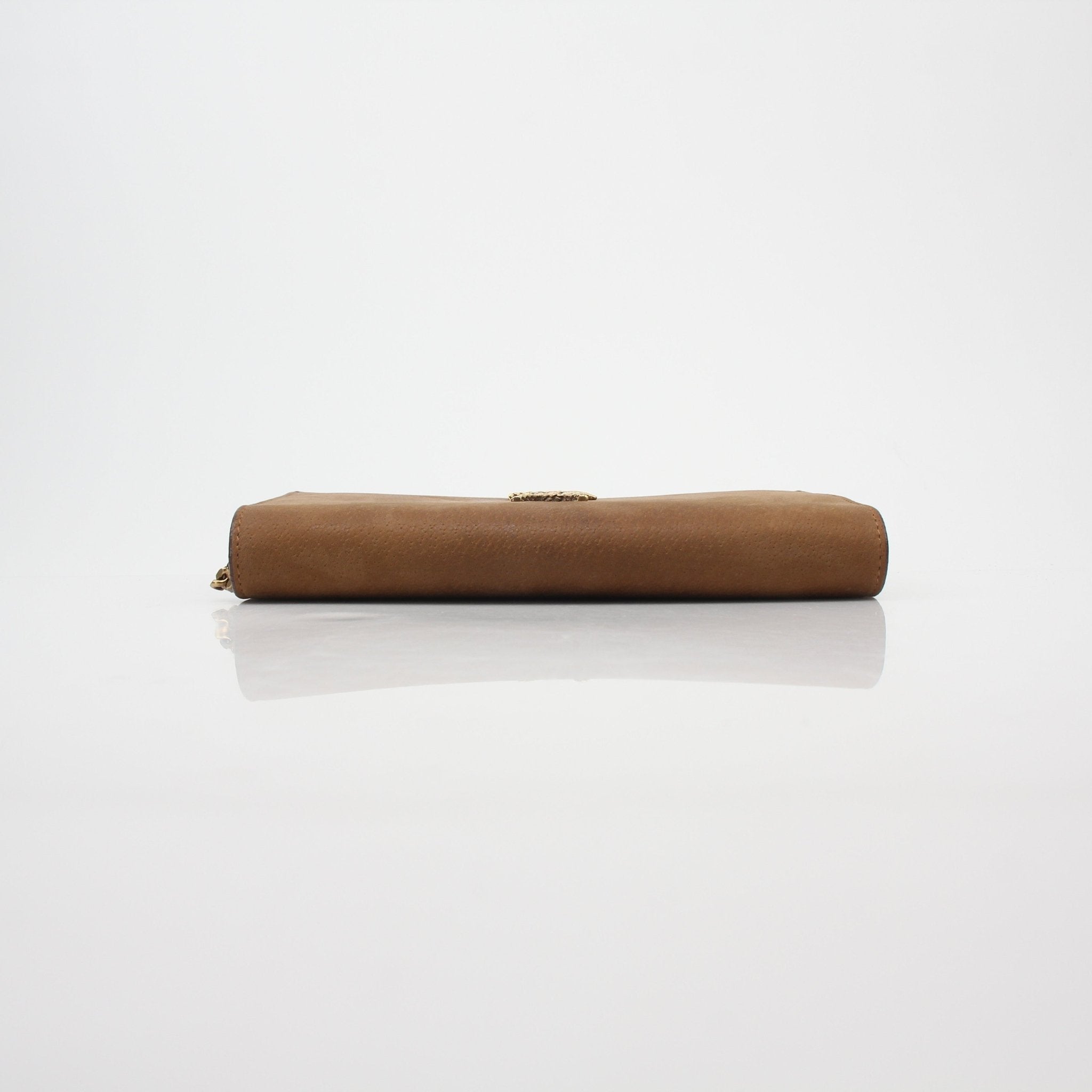 Saint Laurent Brown Suede Cassandre Chain Wallet