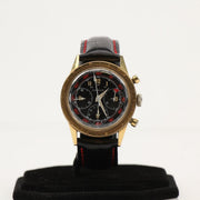 Gold & Beyond Jardur WW2 chronograph watch with black dial, stainless steel case, and vintage military-inspired design.