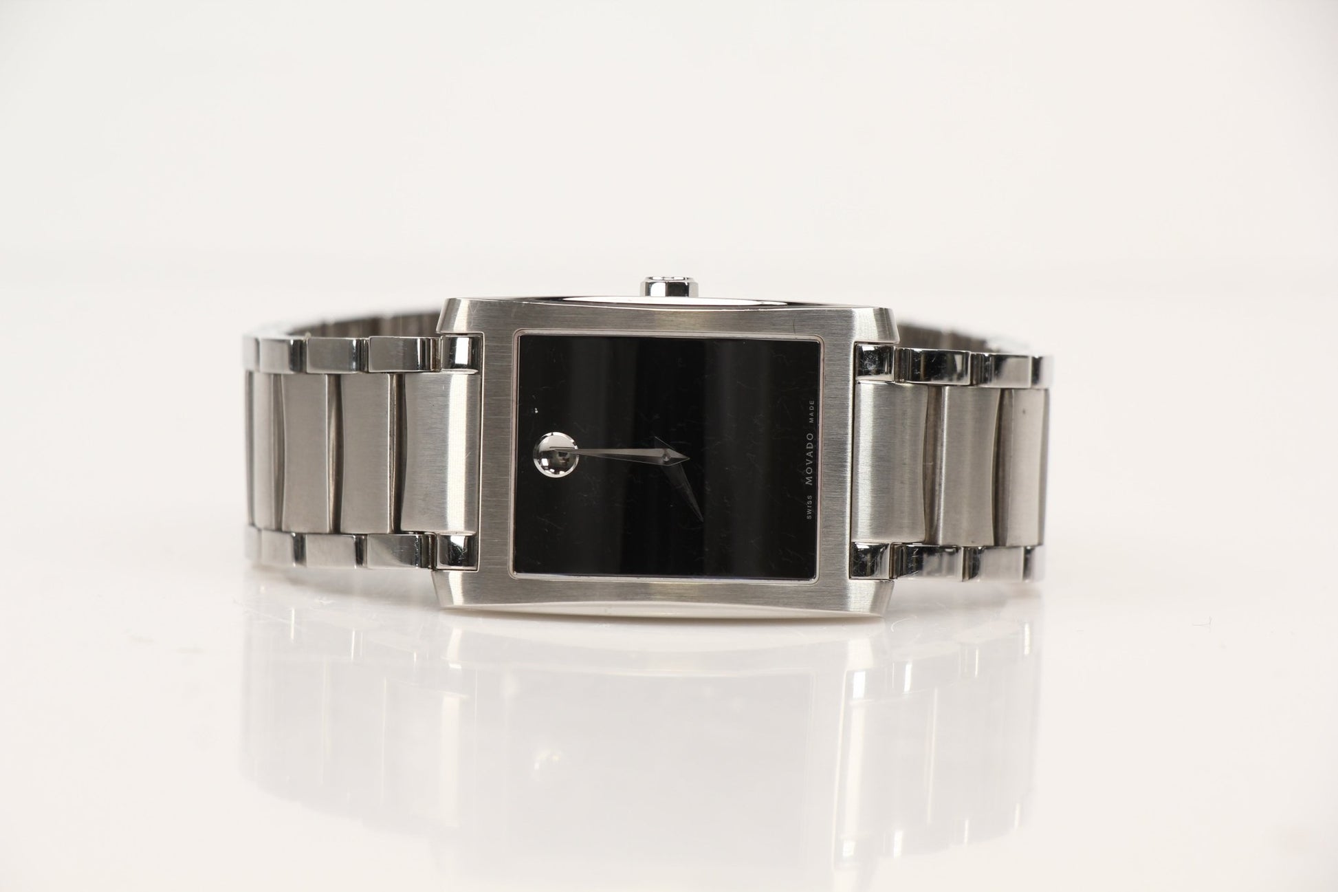 Movado Museum Classic watch with sleek silver dial and stainless steel bracelet, designed by Gold & Beyond.
