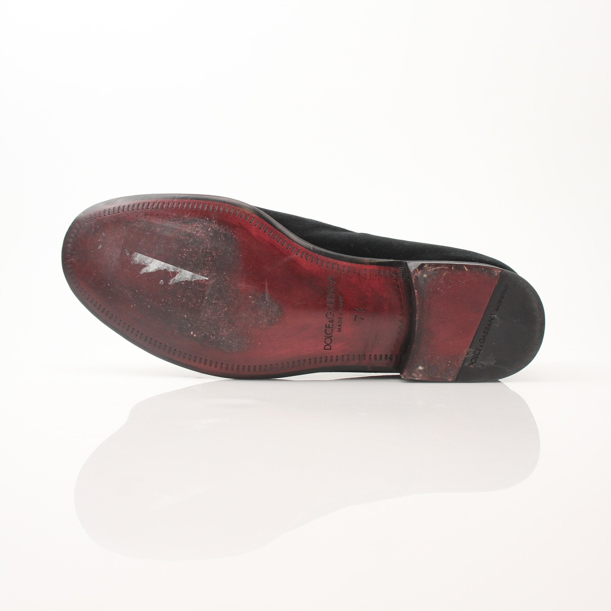 Black velvet loafers by Gold & Beyond with embroidered bee and crown details, featuring a sleek and elegant design.