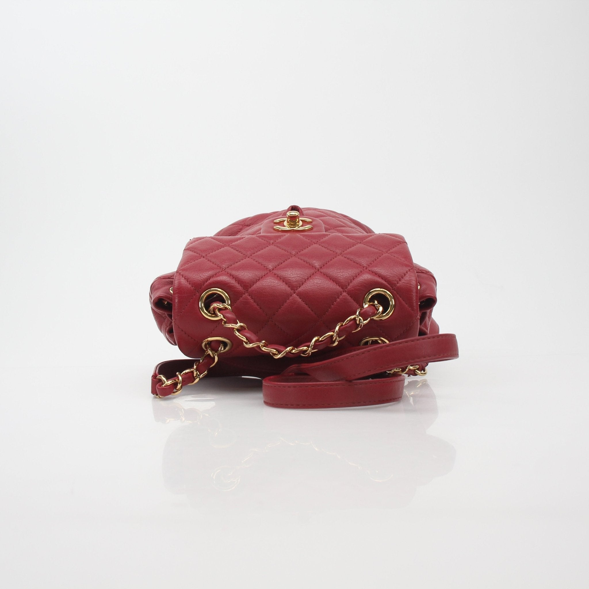 Chanel Urban Spirit quilted lambskin backpack handbag with gold hardware and adjustable straps, stylish and luxurious for everyday use.