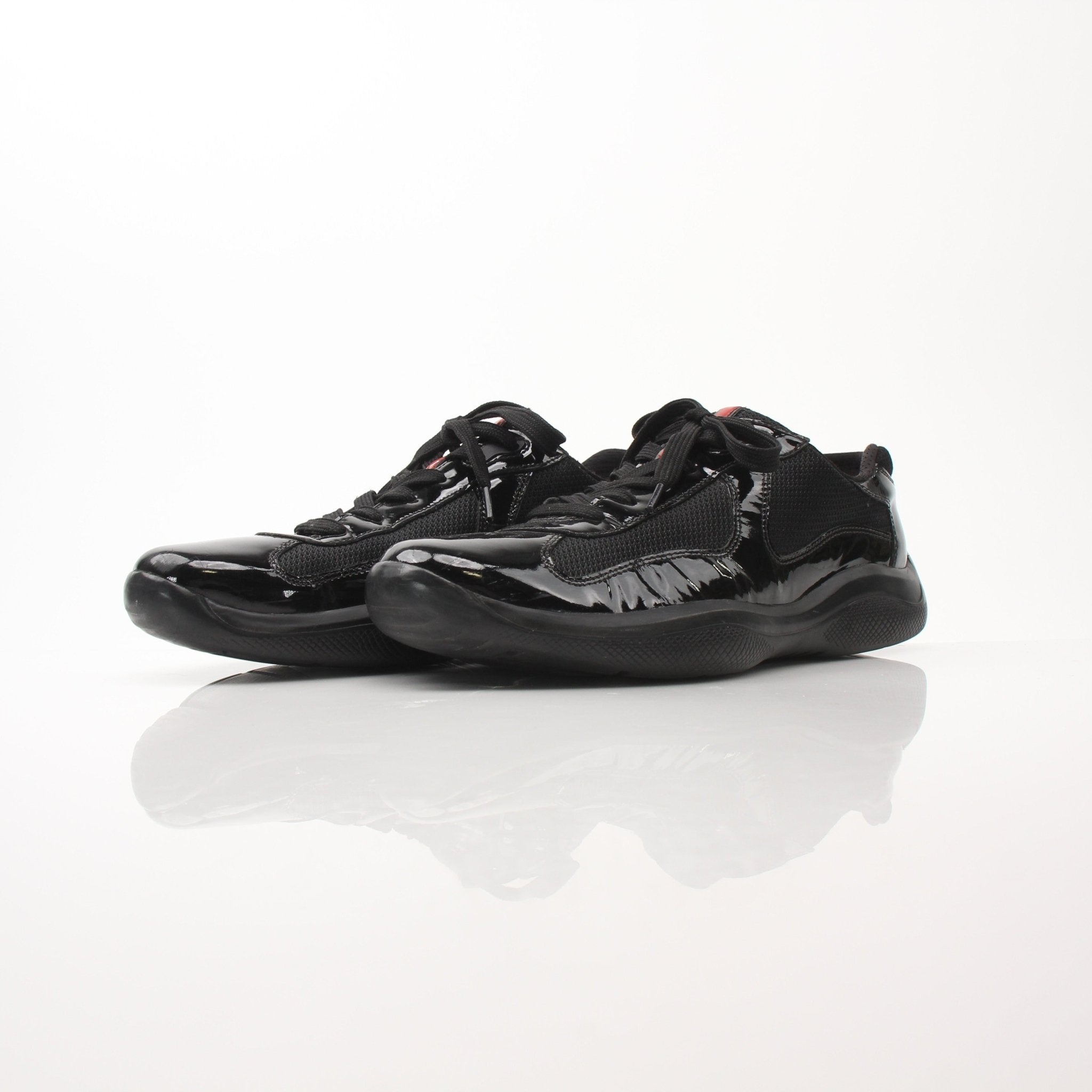 PRADA Black スニーカー shoes 36.5 Prada Men's America's Cup Black Patent Leather Sneakers | Gold