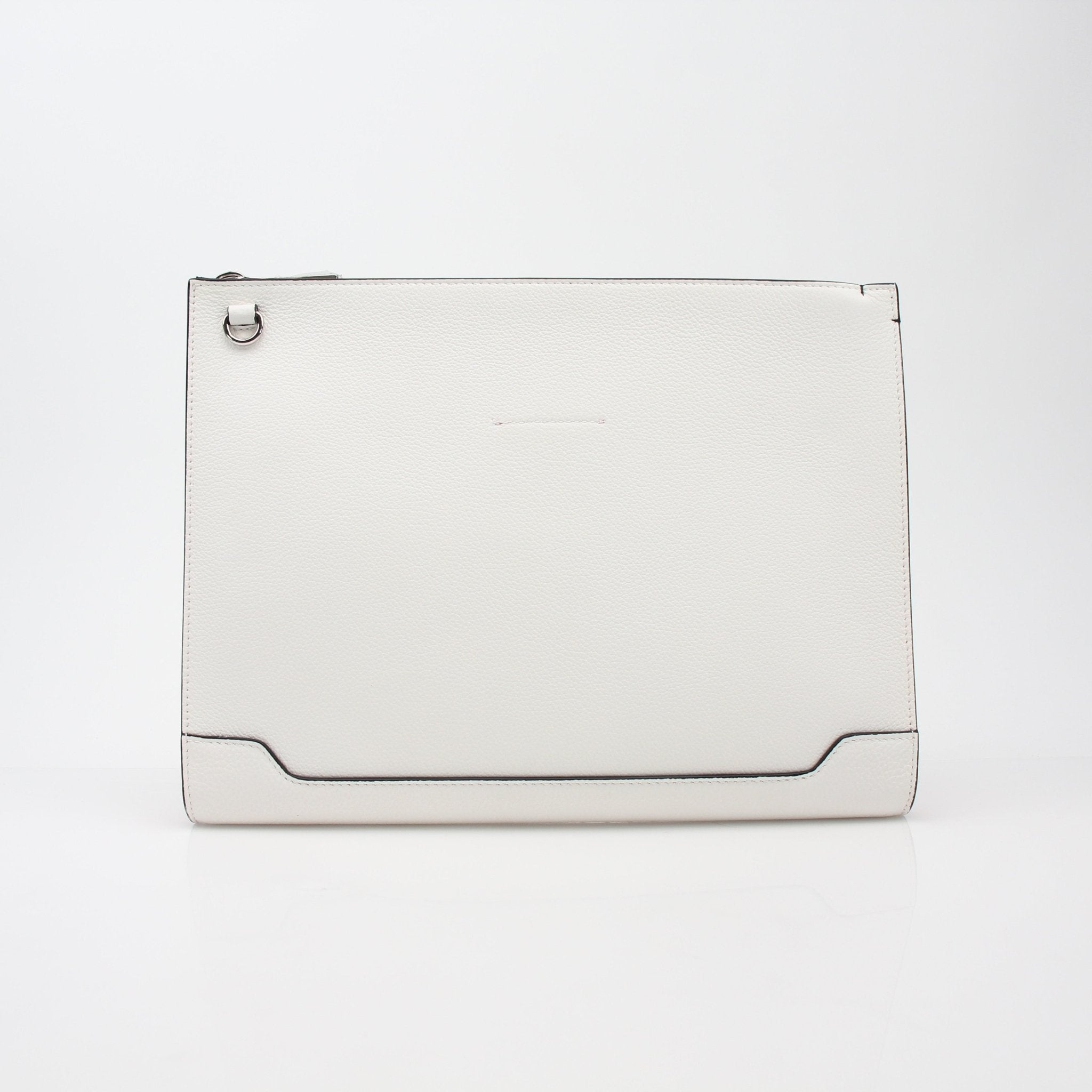 Christian Louboutin Trictrac spiked leather portfolio clutch with gold accents and sleek design, perfect for stylish carrying.