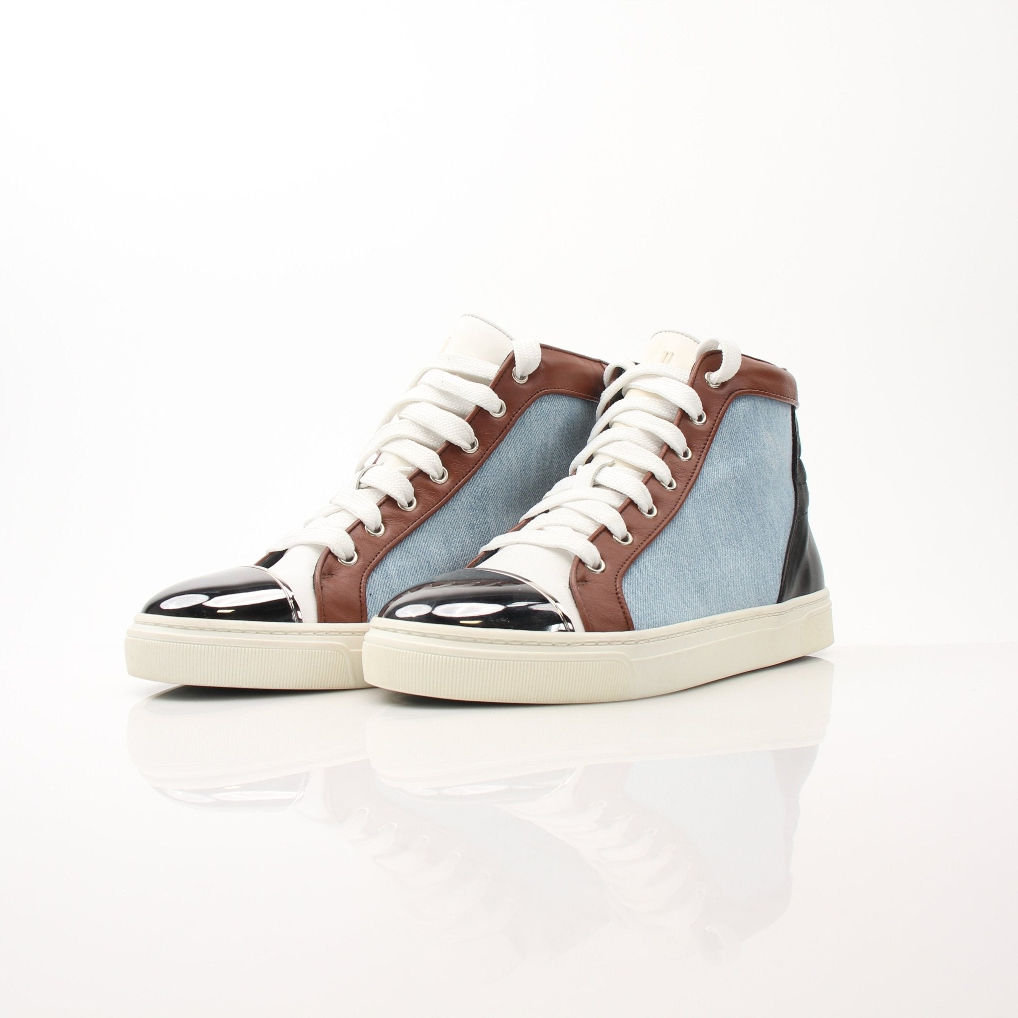 Louis Leeman men's colorblock pattern sneakers by Gold & Beyond, featuring vibrant mixed-color design and casual shoe style.