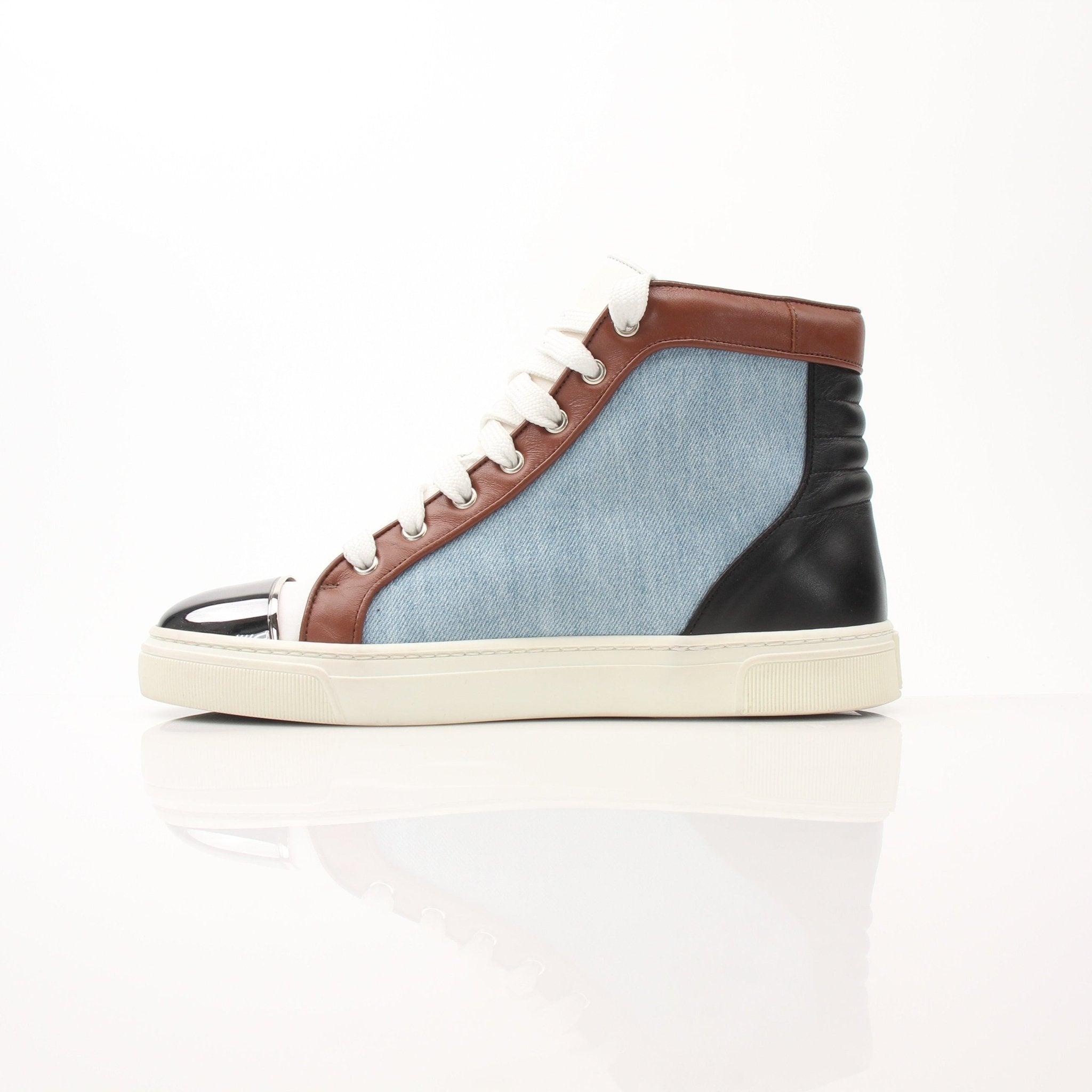 Louis Leeman men's colorblock pattern sneakers by Gold & Beyond, showing stylish shoes with vibrant color blocks and sporty design.