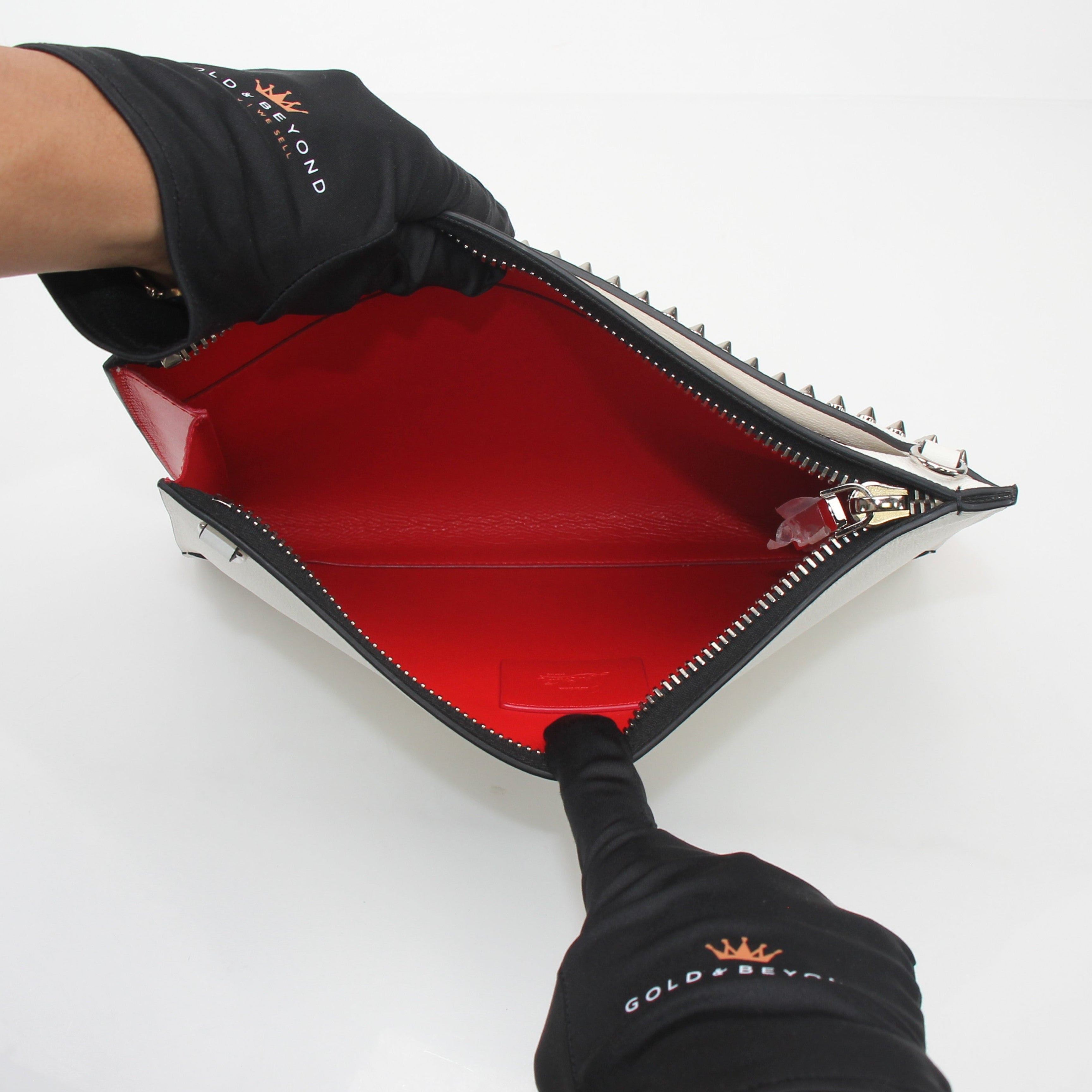 Christian Louboutin Trictrac Spiked Leather Portfolio Clutch
