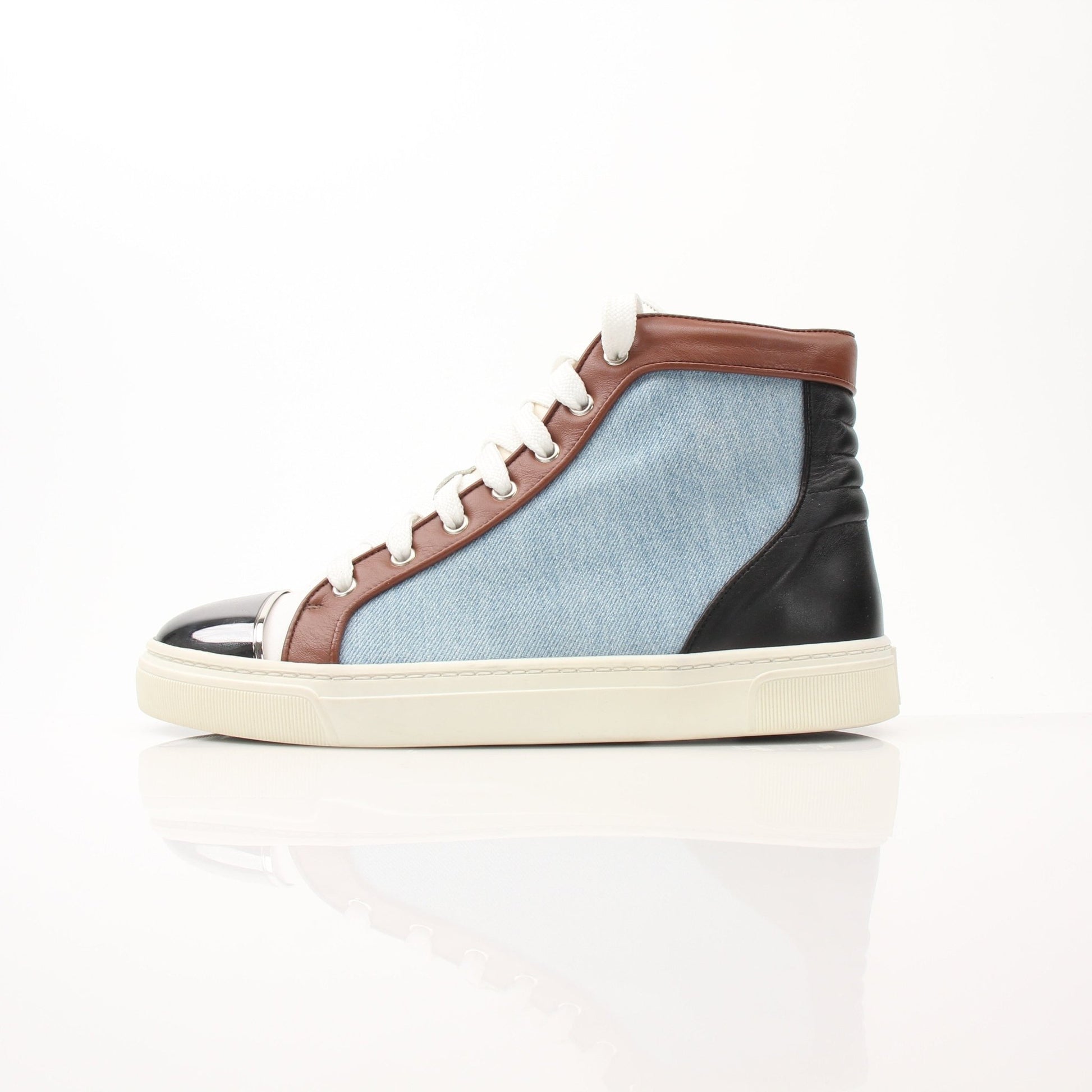 Louis Leeman men's colorblock pattern sneakers by Gold & Beyond, featuring vibrant multi-color design and stylish shoe details.