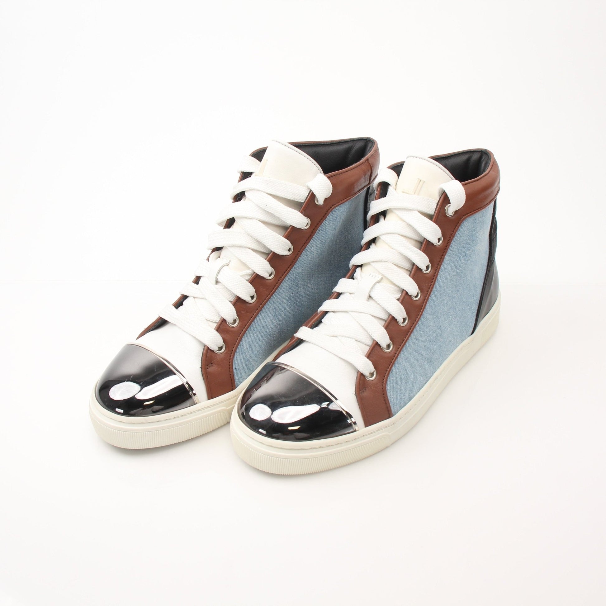Louis Leeman men's colorblock pattern sneakers by Gold & Beyond, showcasing stylish shoes with vibrant multicolor design.