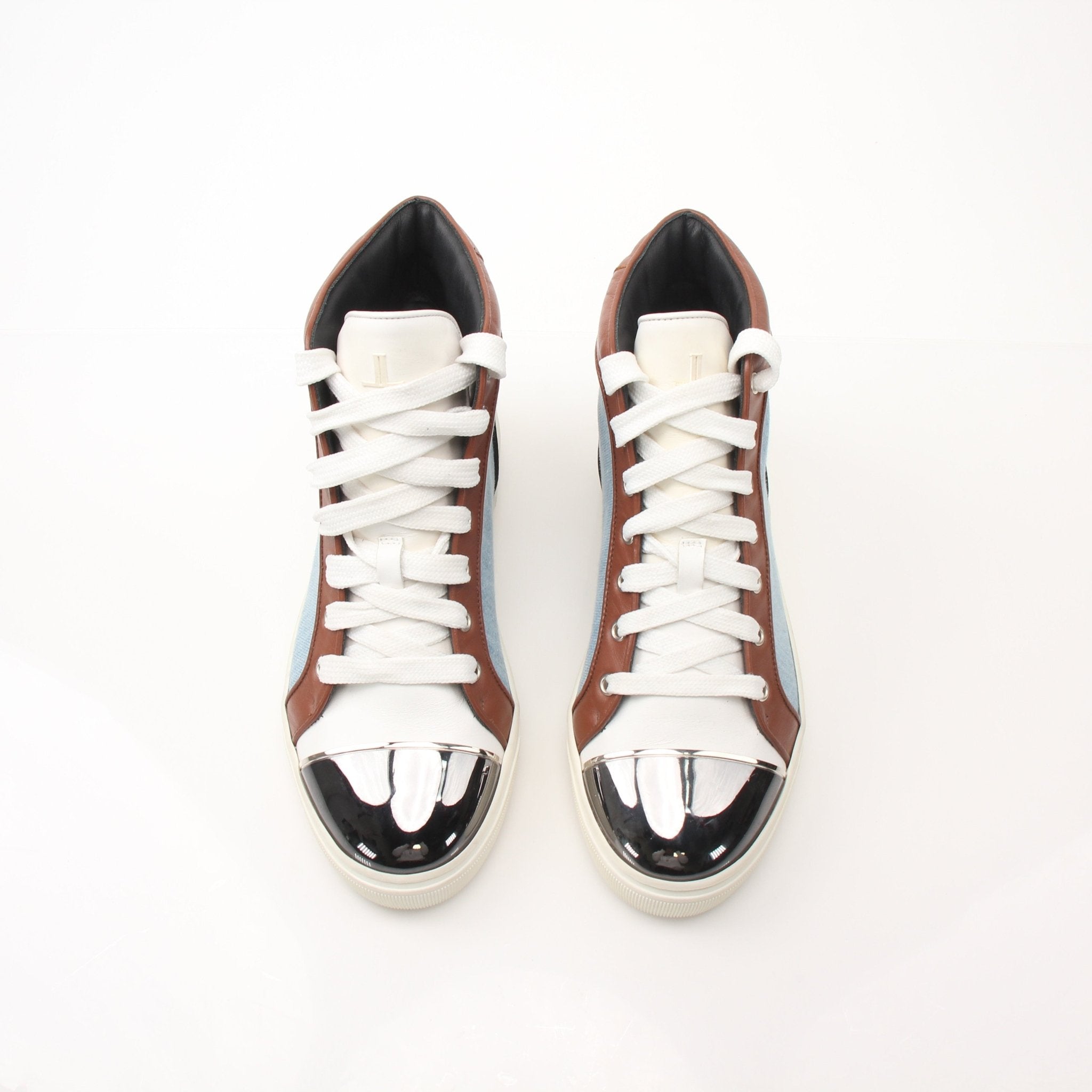 Louis Leeman men's colorblock pattern sneakers by Gold & Beyond, featuring vibrant design and casual shoe style.