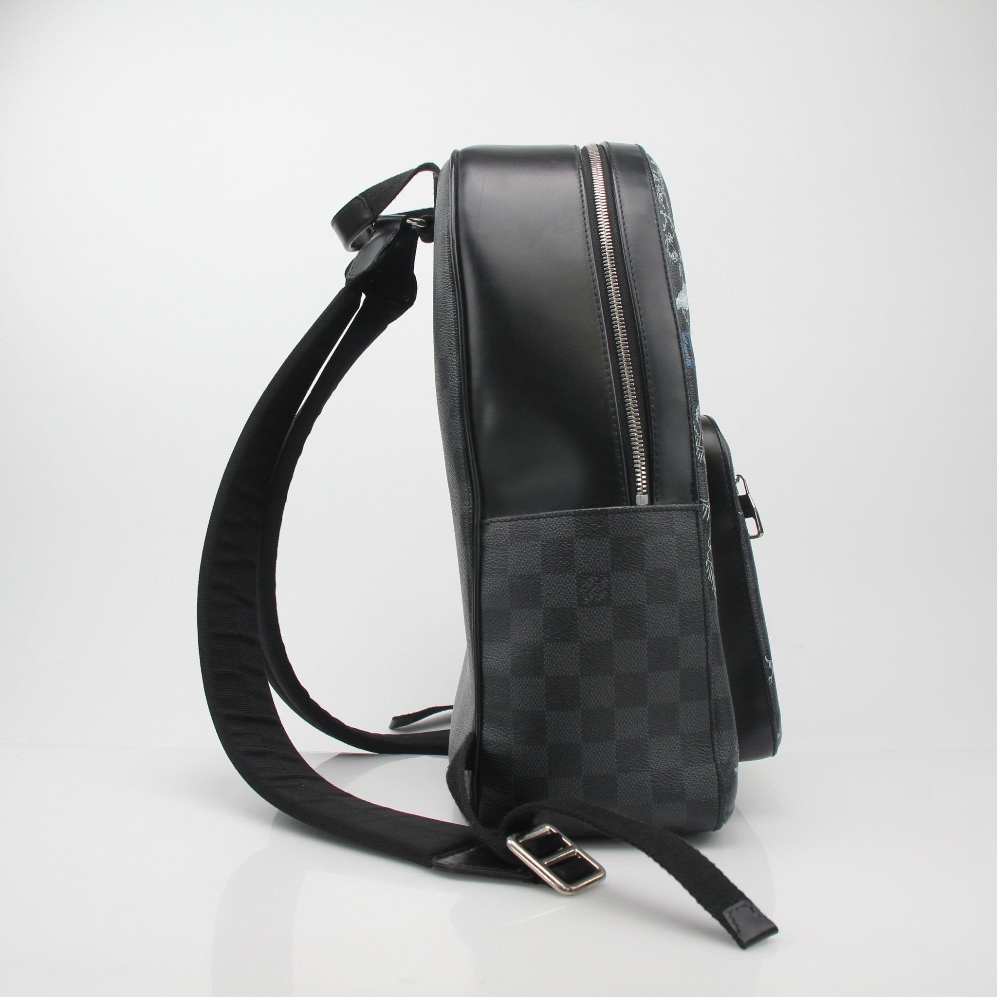 Louis Vuitton Around the World Damier Graphite backpack, stylish travel bag with signature checkered pattern and durable design.