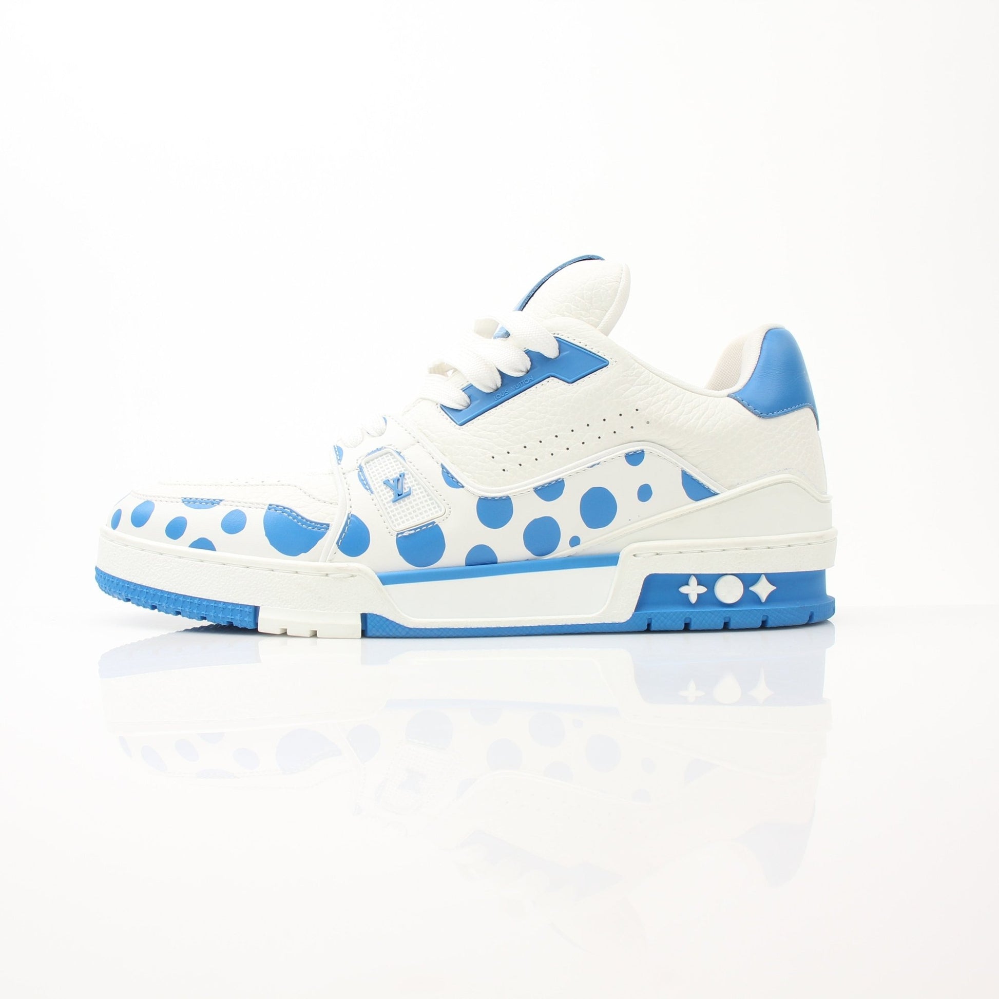 Louis Vuitton x Yayoi Kusama LV Trainer sneakers by Gold & Beyond, featuring vibrant pattern and stylish shoe design.