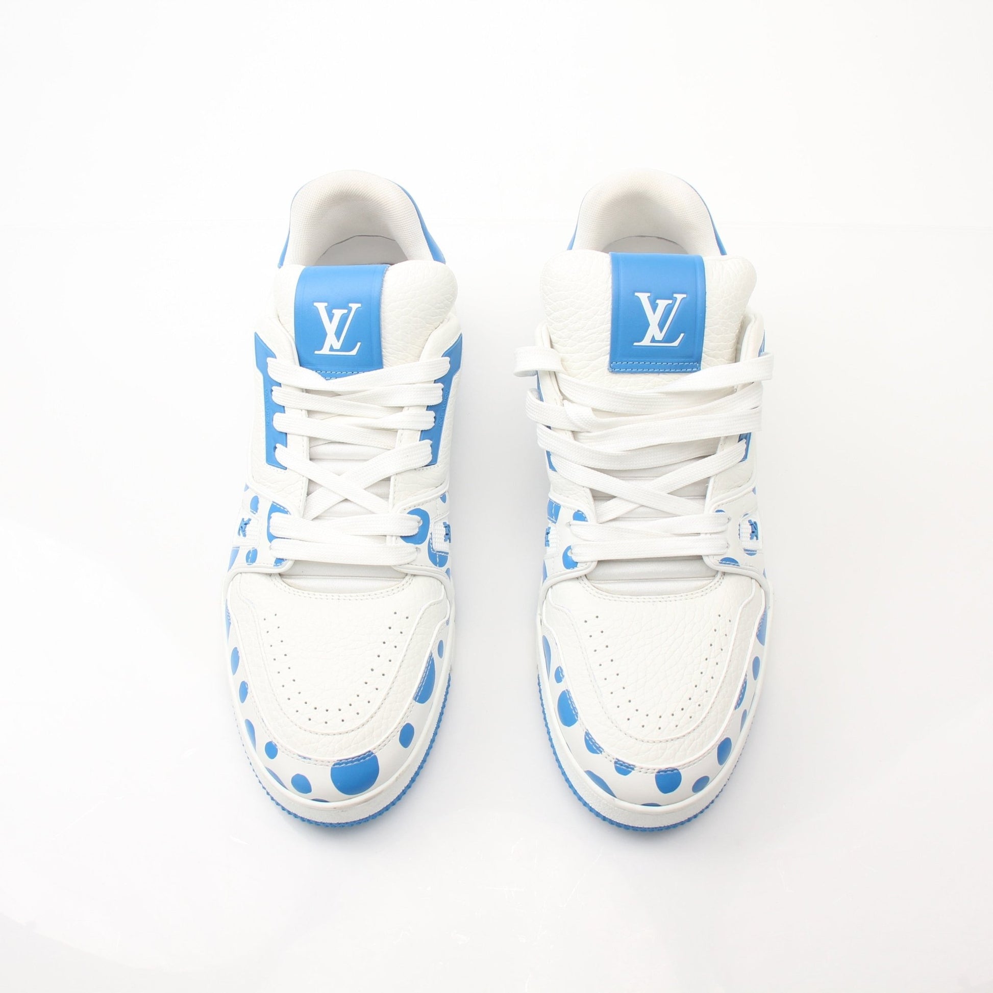 Louis Vuitton x Yayoi Kusama LV Trainer Sneakers by Gold & Beyond with vibrant polka dot design and lace-up style.